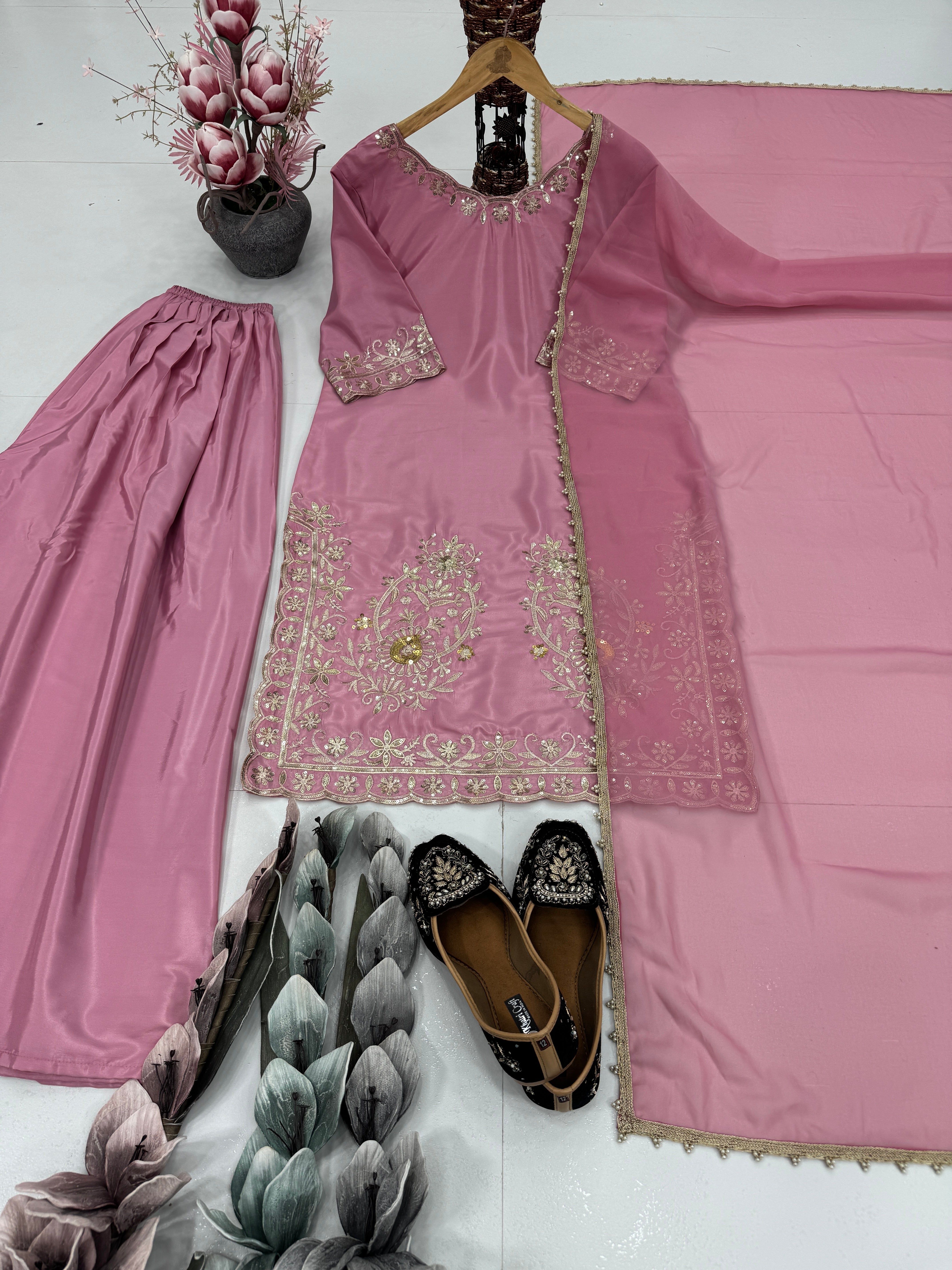 Party Wear Beautiful Top-Bottom And Dupatta