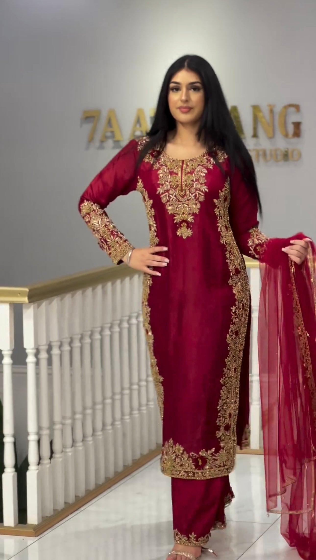 Beautiful Party Wear Top Pent And Dupatta With Hand Work
