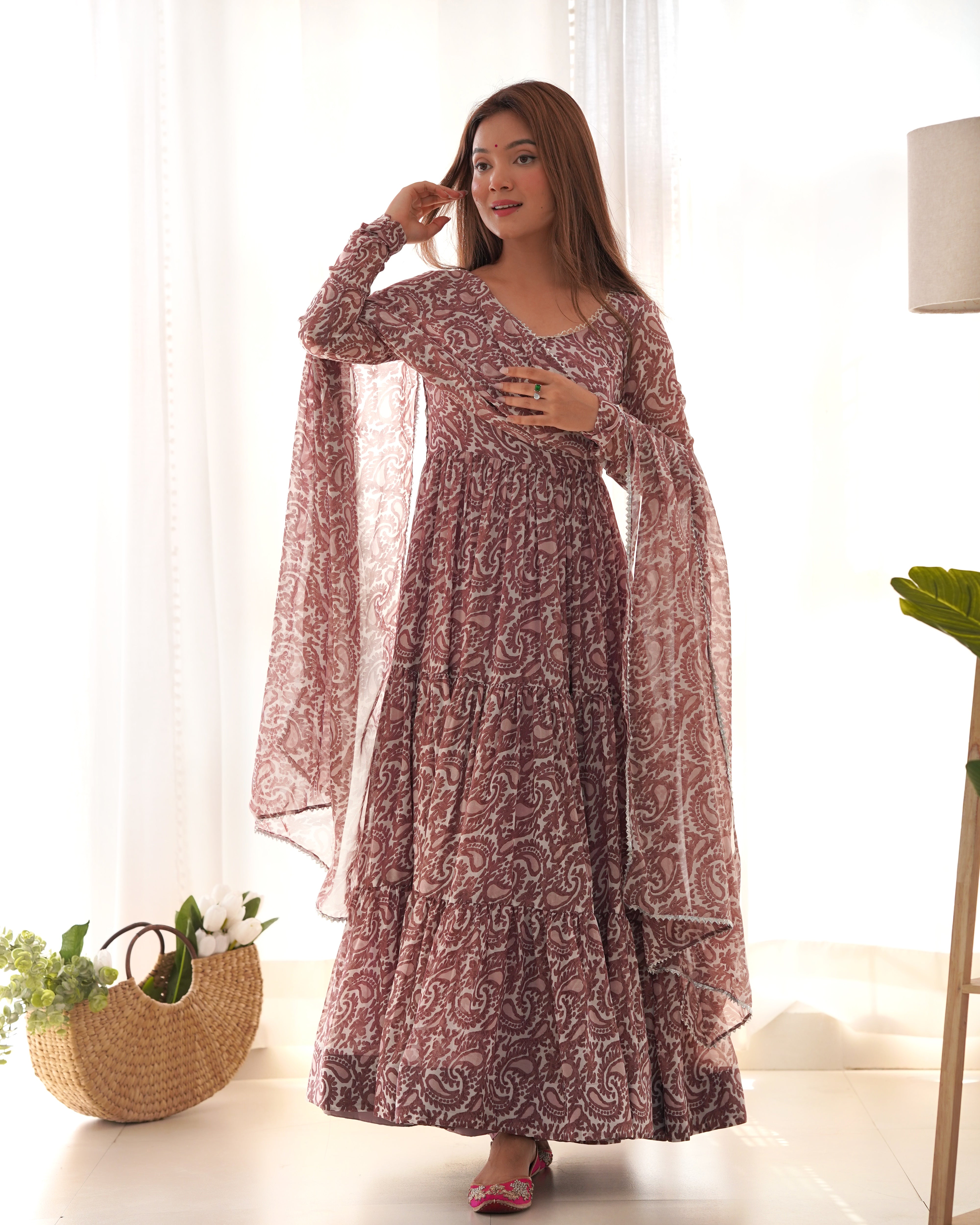 Party Wear Beautiful Anarkali Gown Pent And Dupatta