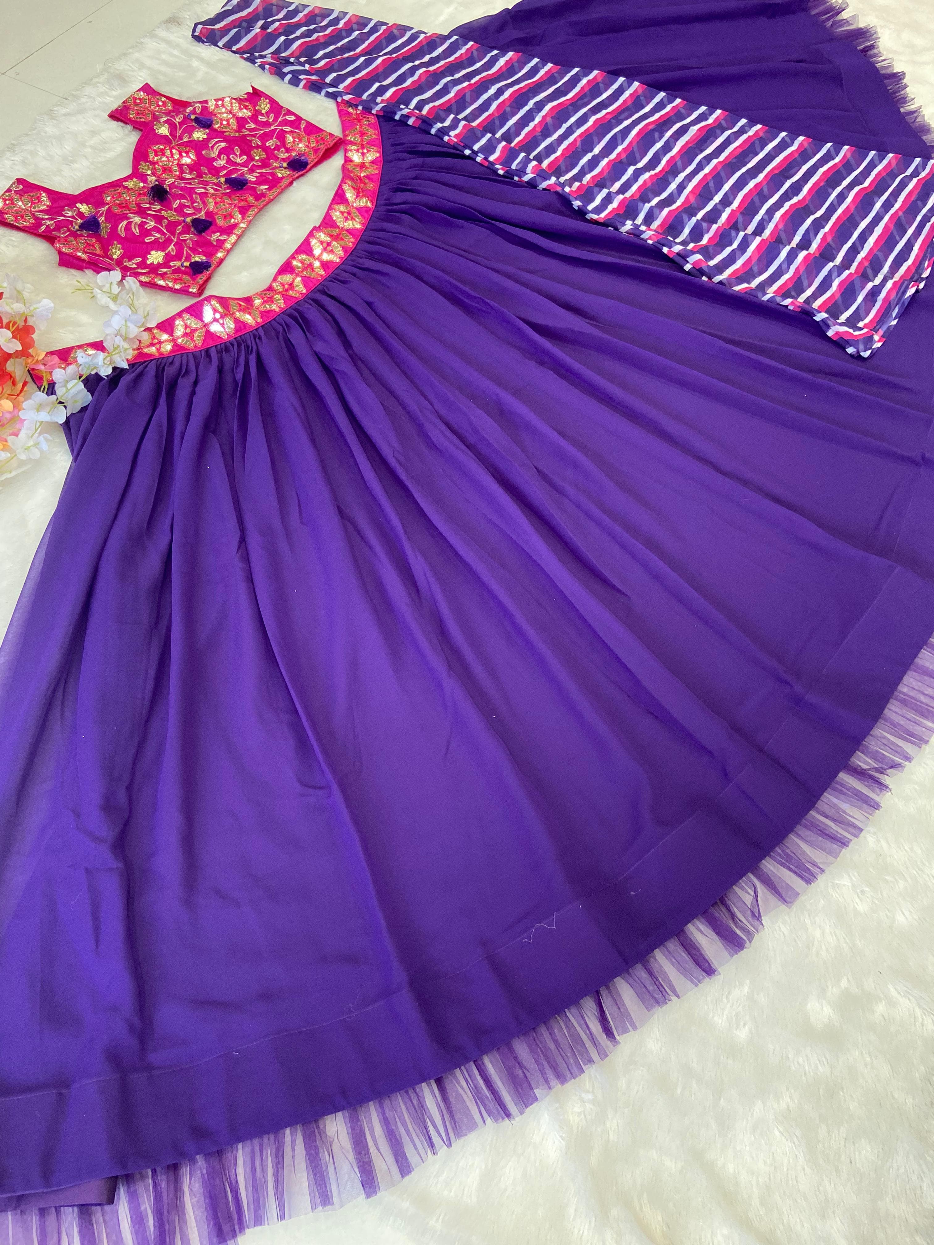 Designer Party Wear Lehenga Blouse And Koti With Beautiful Foil Mirror Work