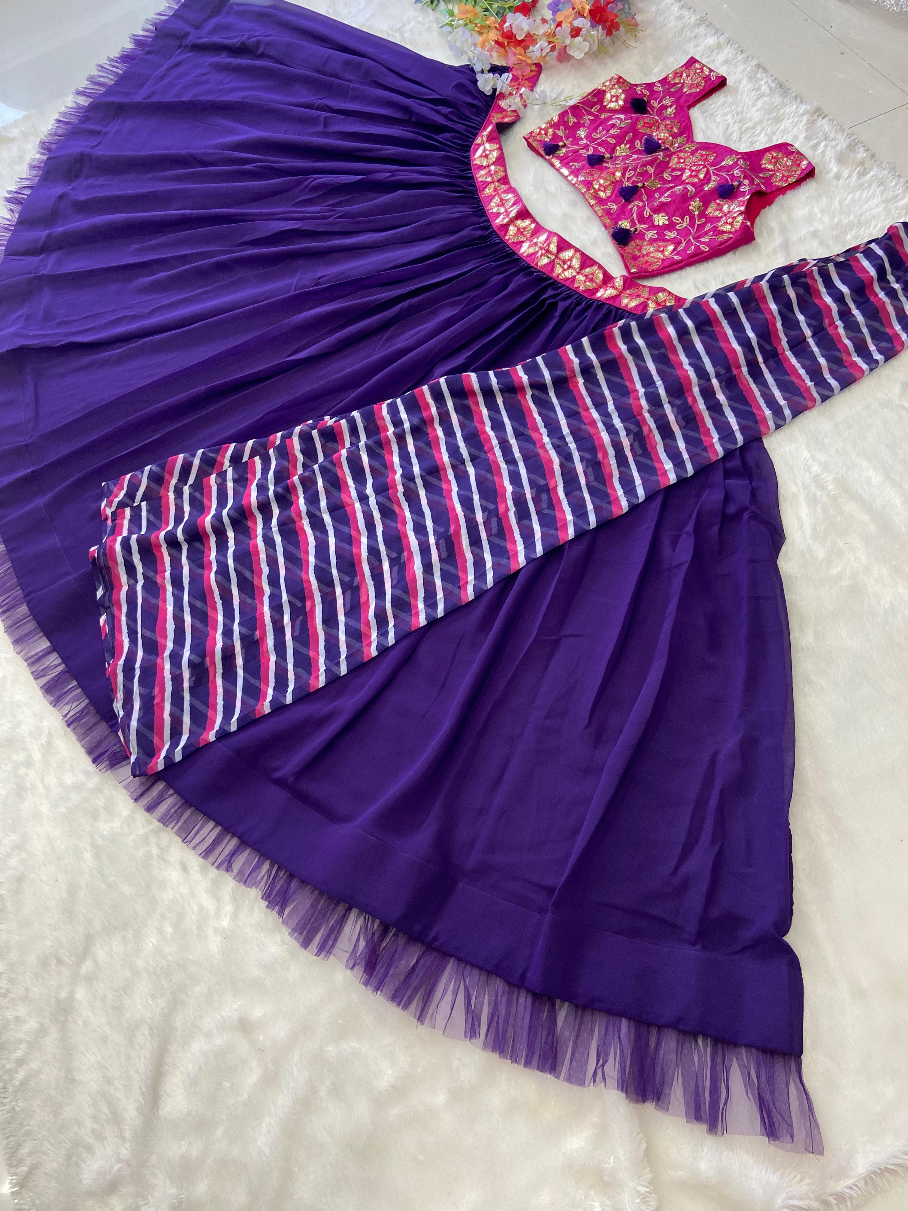 Designer Party Wear Lehenga Blouse And Koti With Beautiful Foil Mirror Work