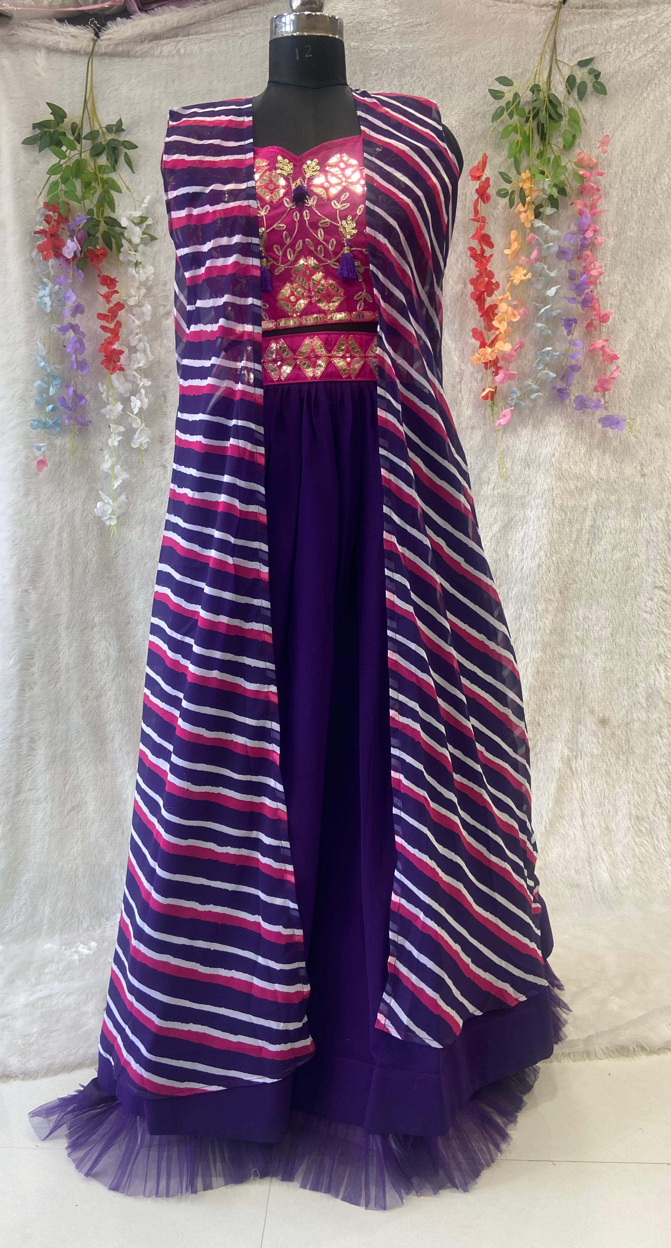 Designer Party Wear Lehenga Blouse And Koti With Beautiful Foil Mirror Work