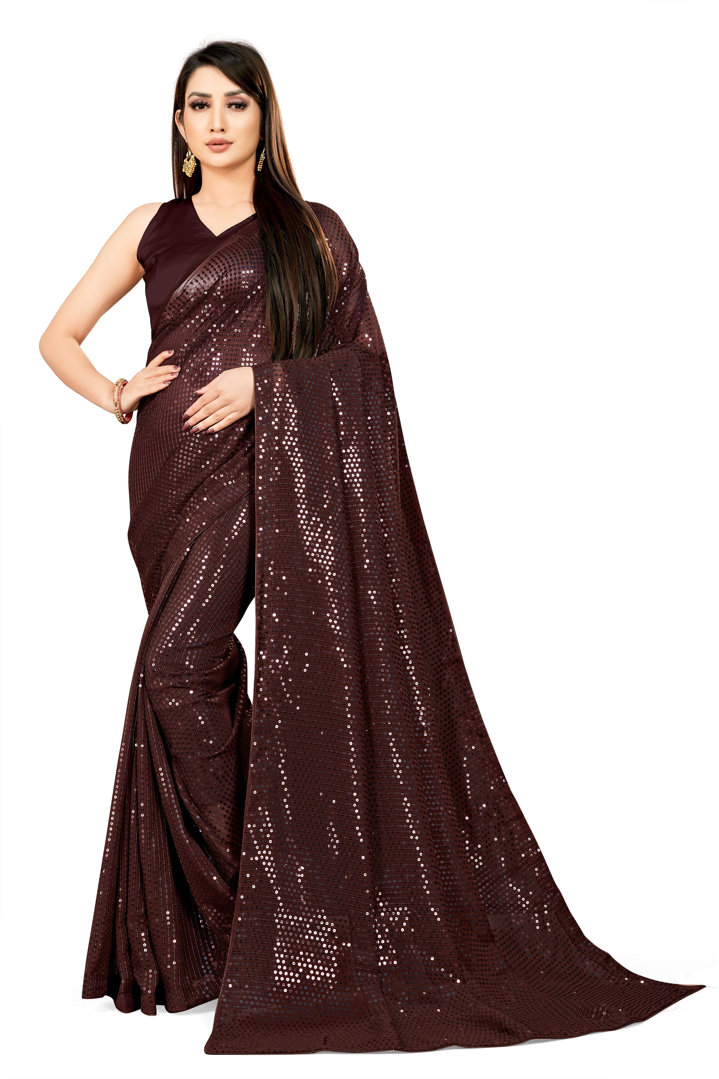 Party Wear Designer Saree With Sequence Work