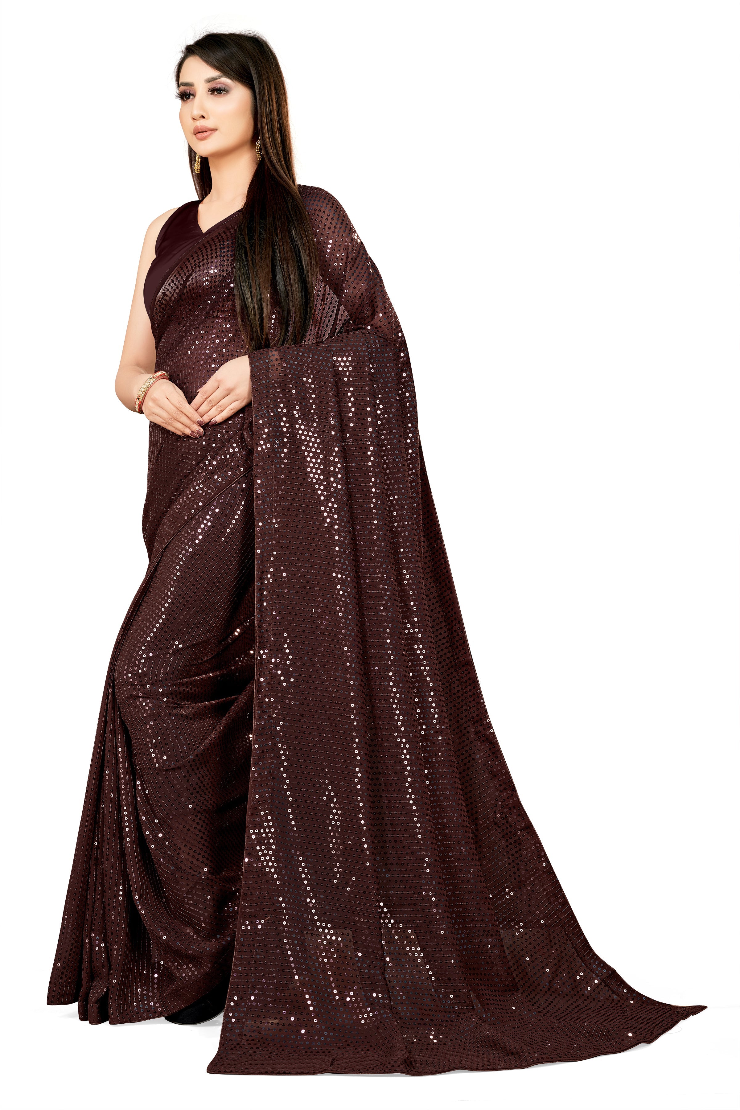 Party Wear Designer Saree With Sequence Work