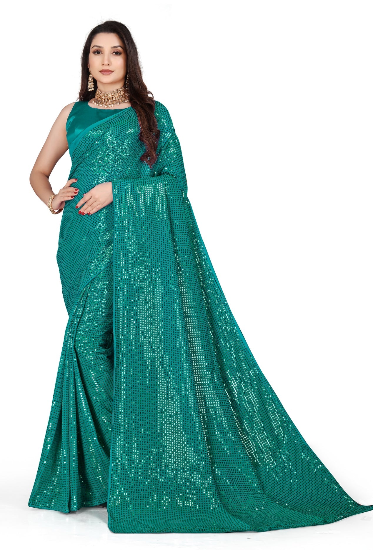 Party Wear Designer Saree With Sequence Work