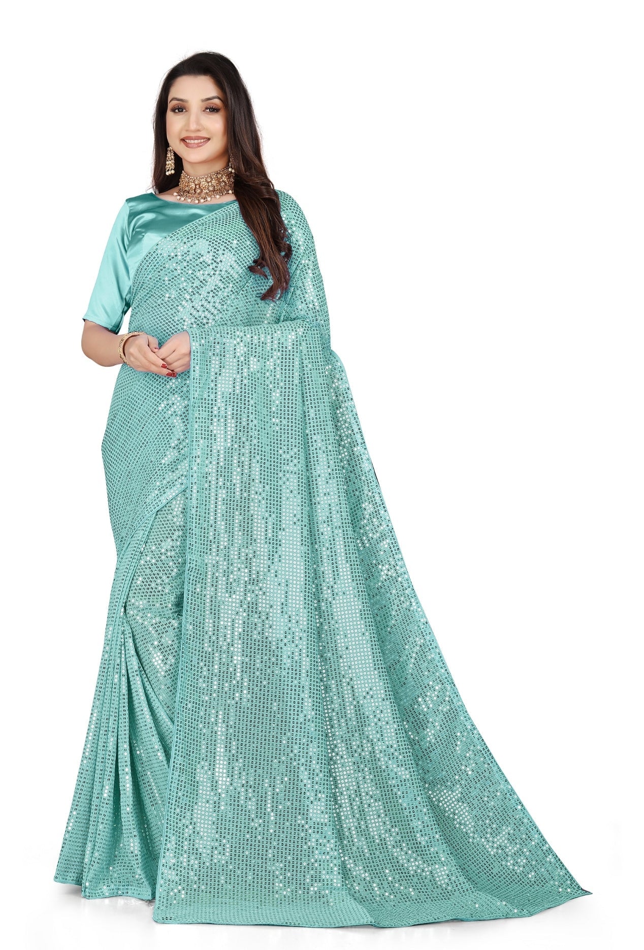 Party Wear Designer Saree With Sequence Work