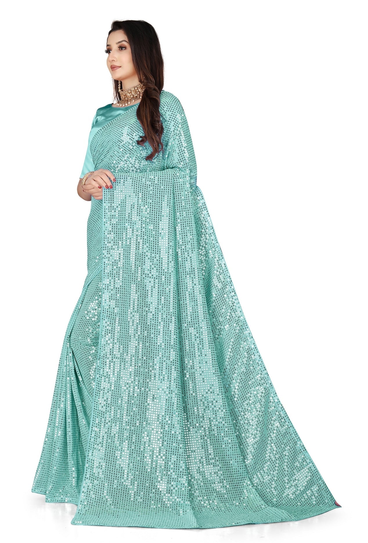 Party Wear Designer Saree With Sequence Work