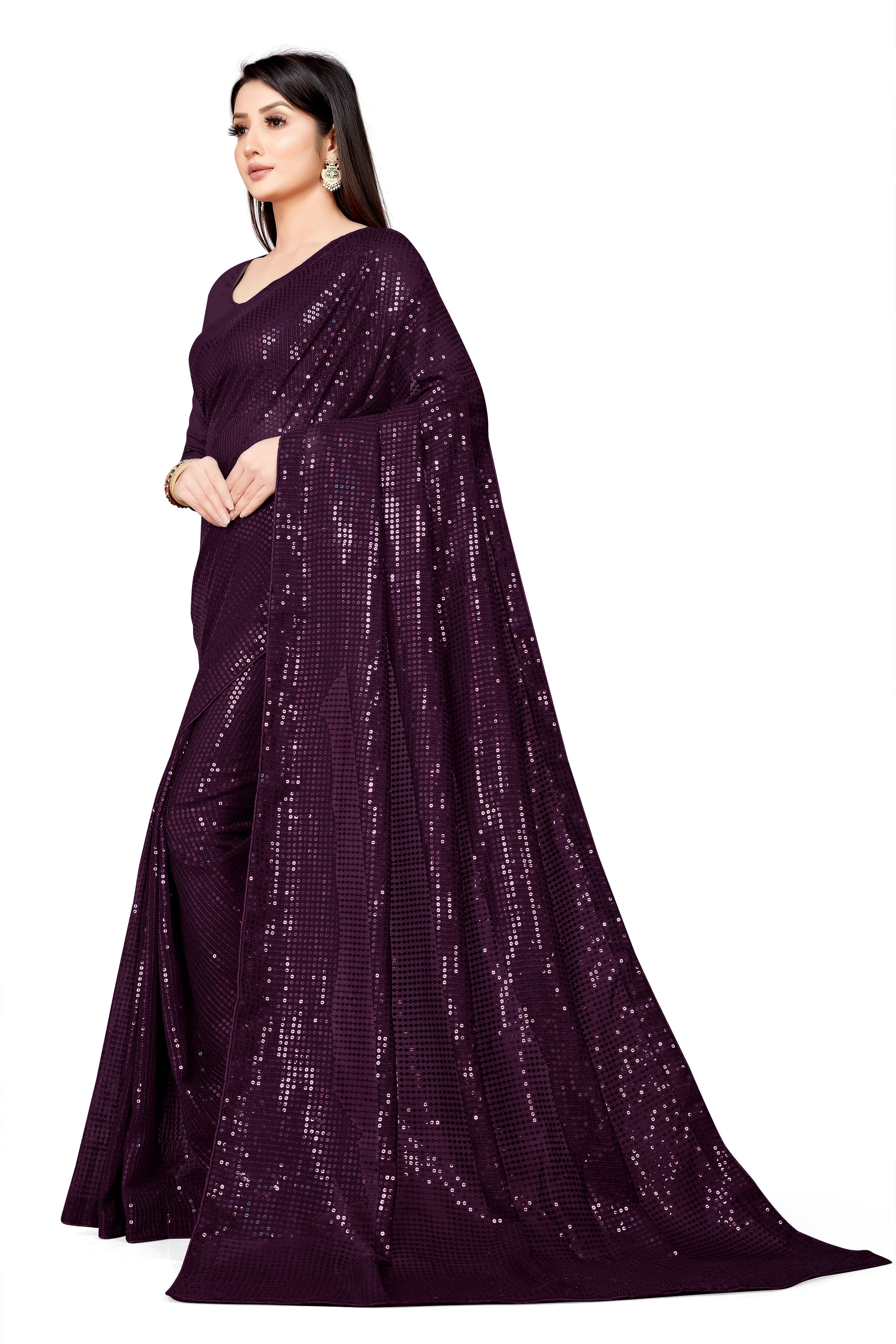 Party Wear Designer Saree With Sequence Work