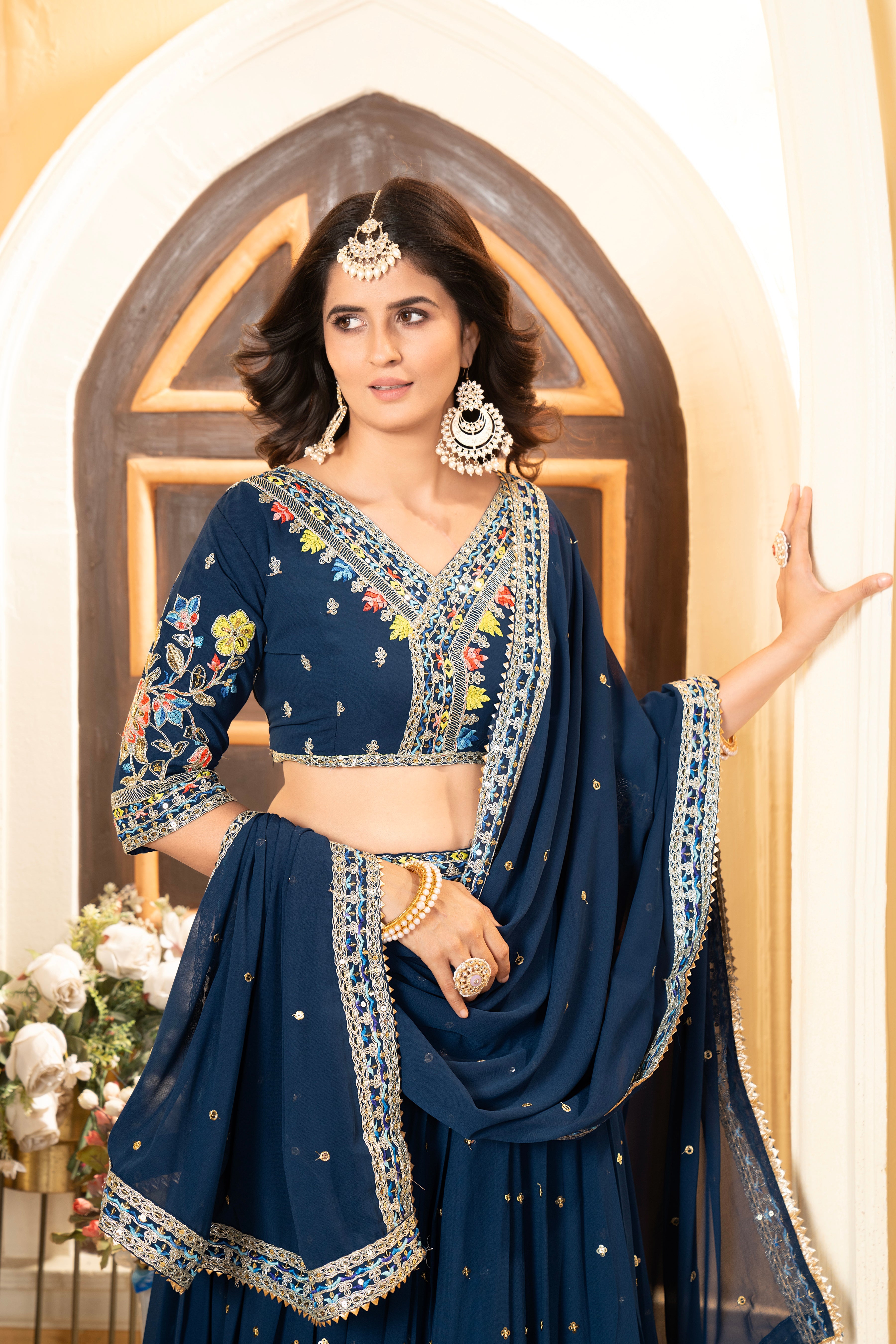 Party Wear Beautiful Lehenga Choli With Coding And Sequence Work