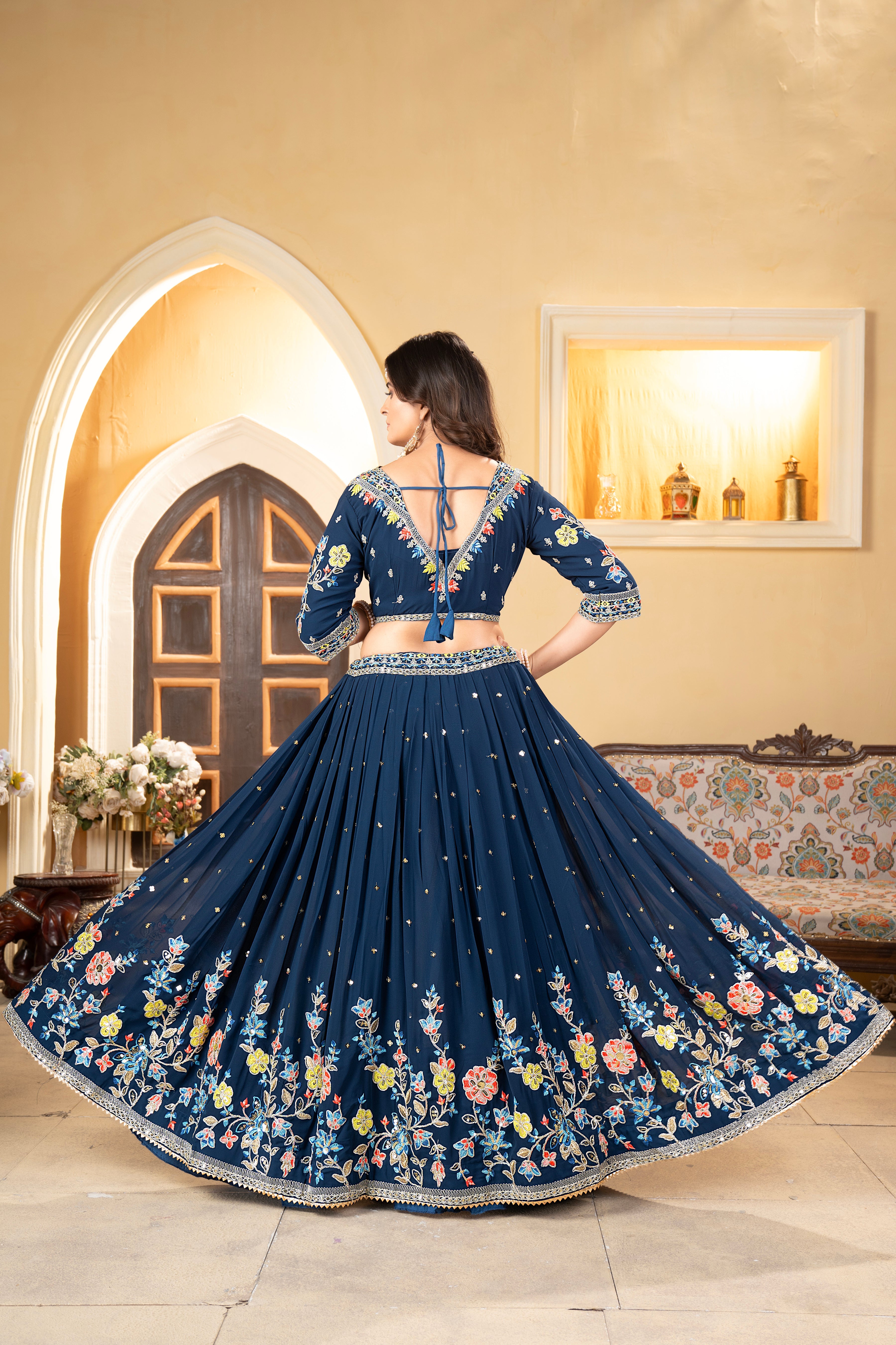 Party Wear Beautiful Lehenga Choli With Coding And Sequence Work