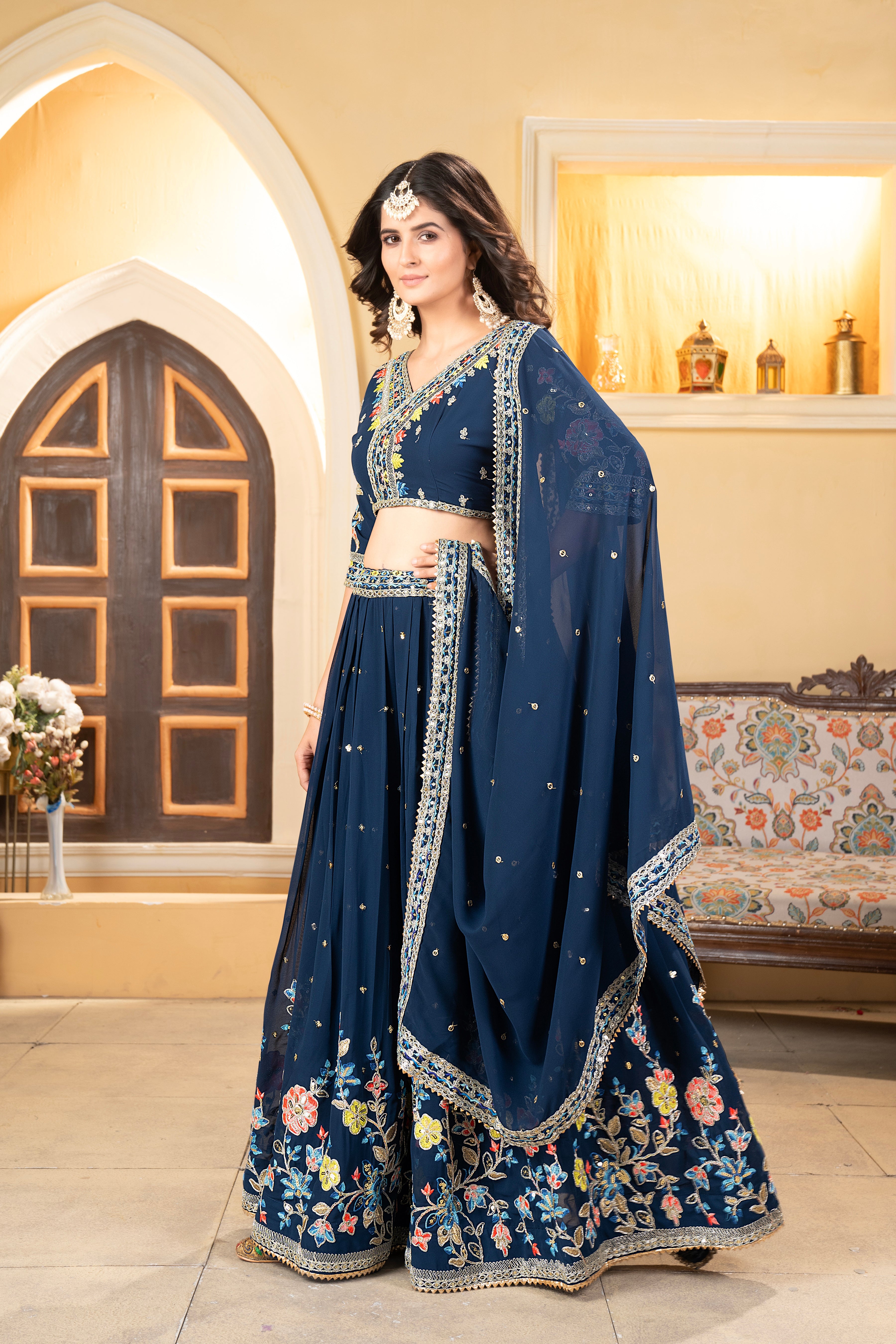 Party Wear Beautiful Lehenga Choli With Coding And Sequence Work