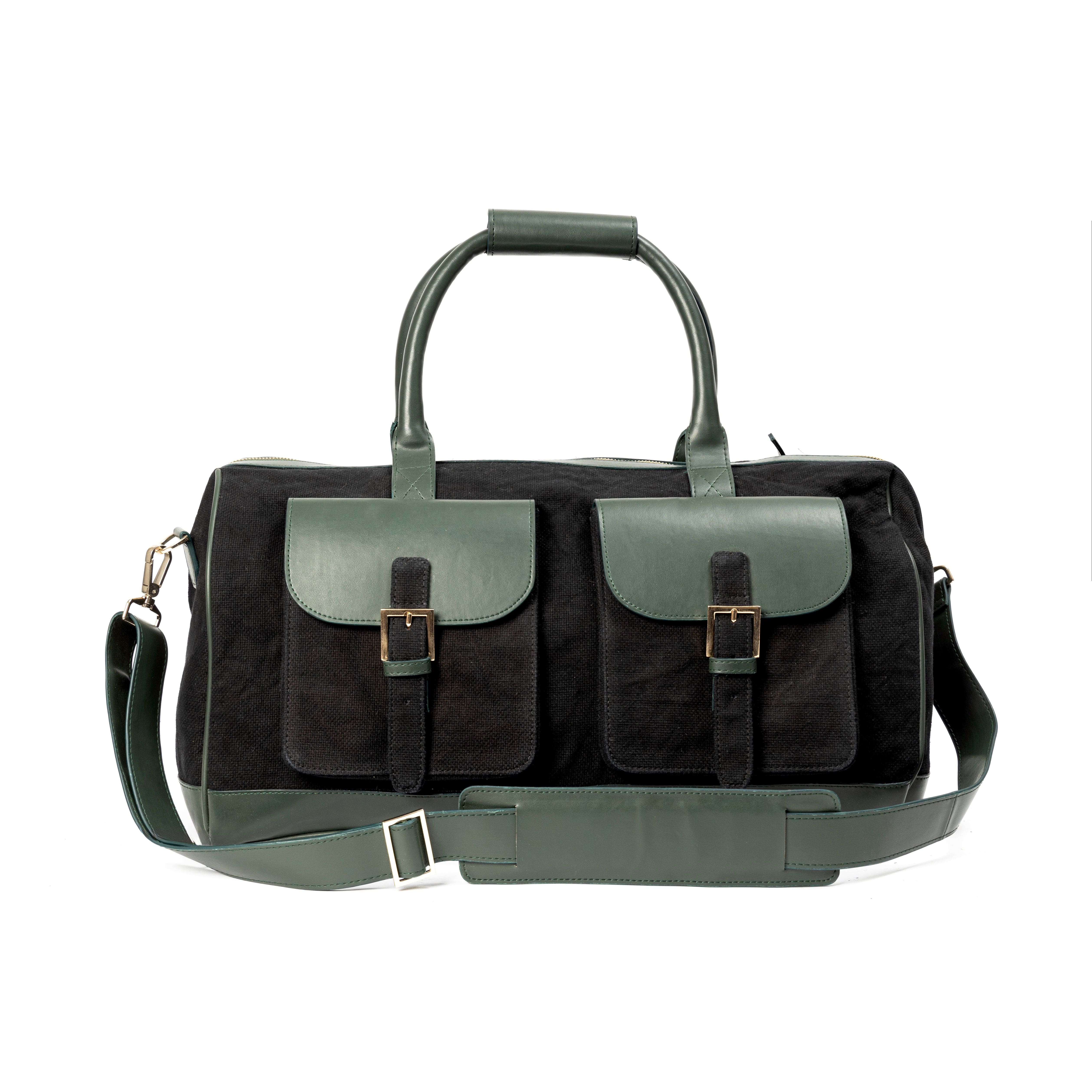Ajax Vegan Leather Duffle Bag - Black