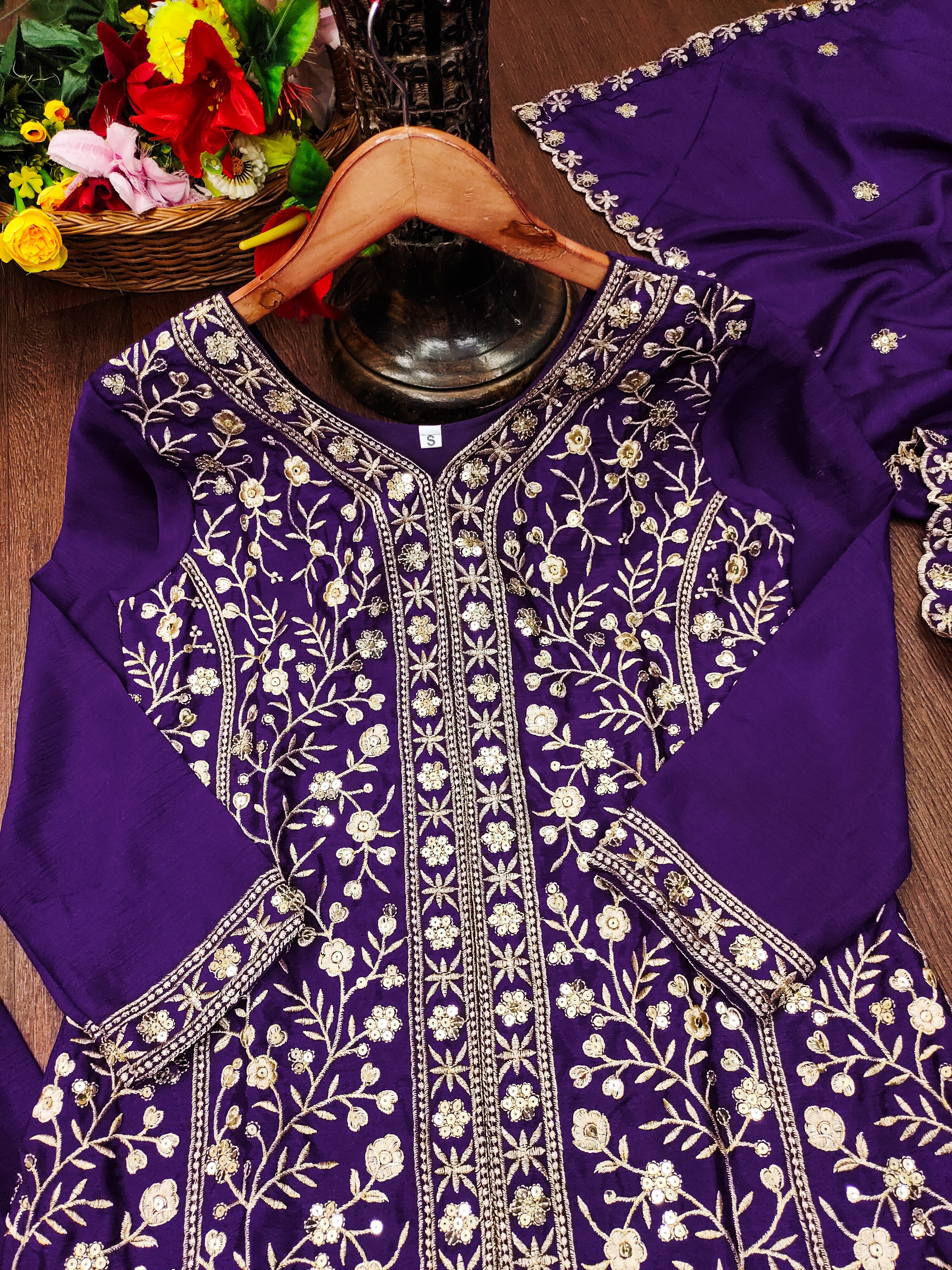 Designer Party Wear Suit Set With Sequence Embroidered Work