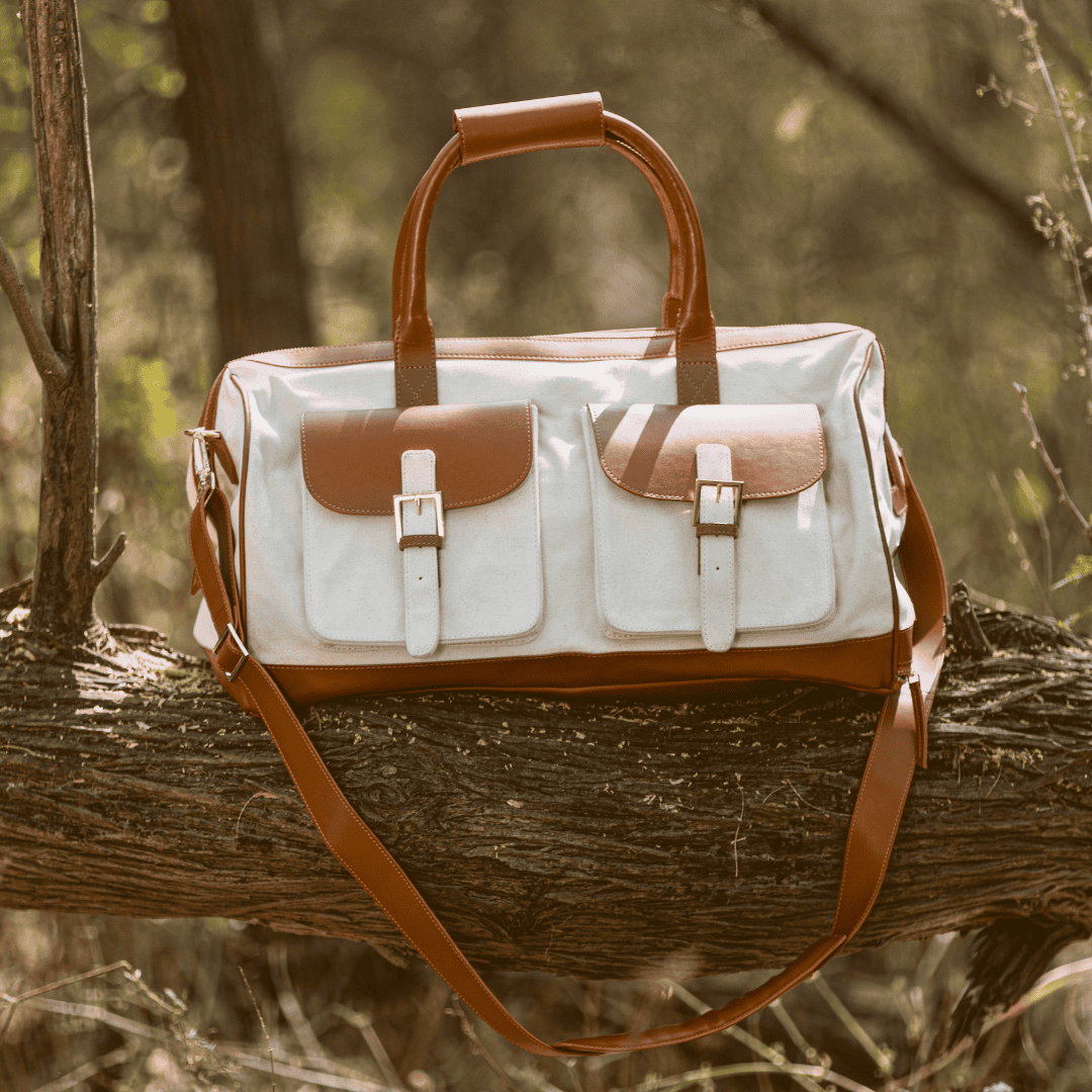 Ajax Vegan Leather Duffle Bag – Beige