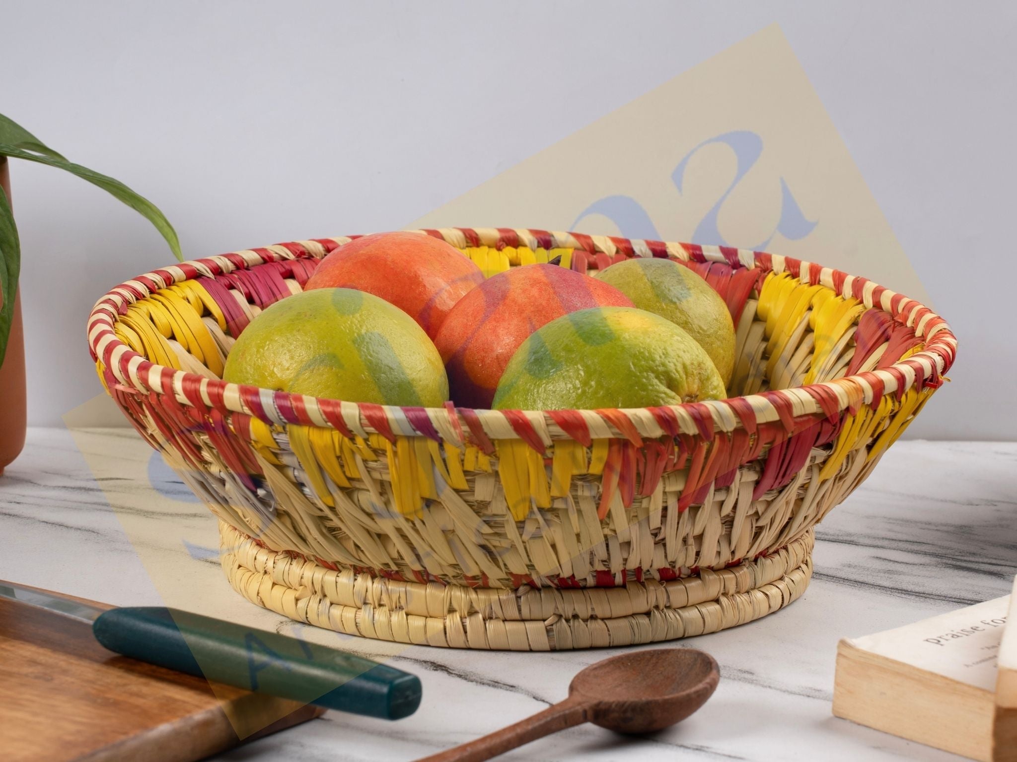 Handwoven Round Moonj Grass Basket