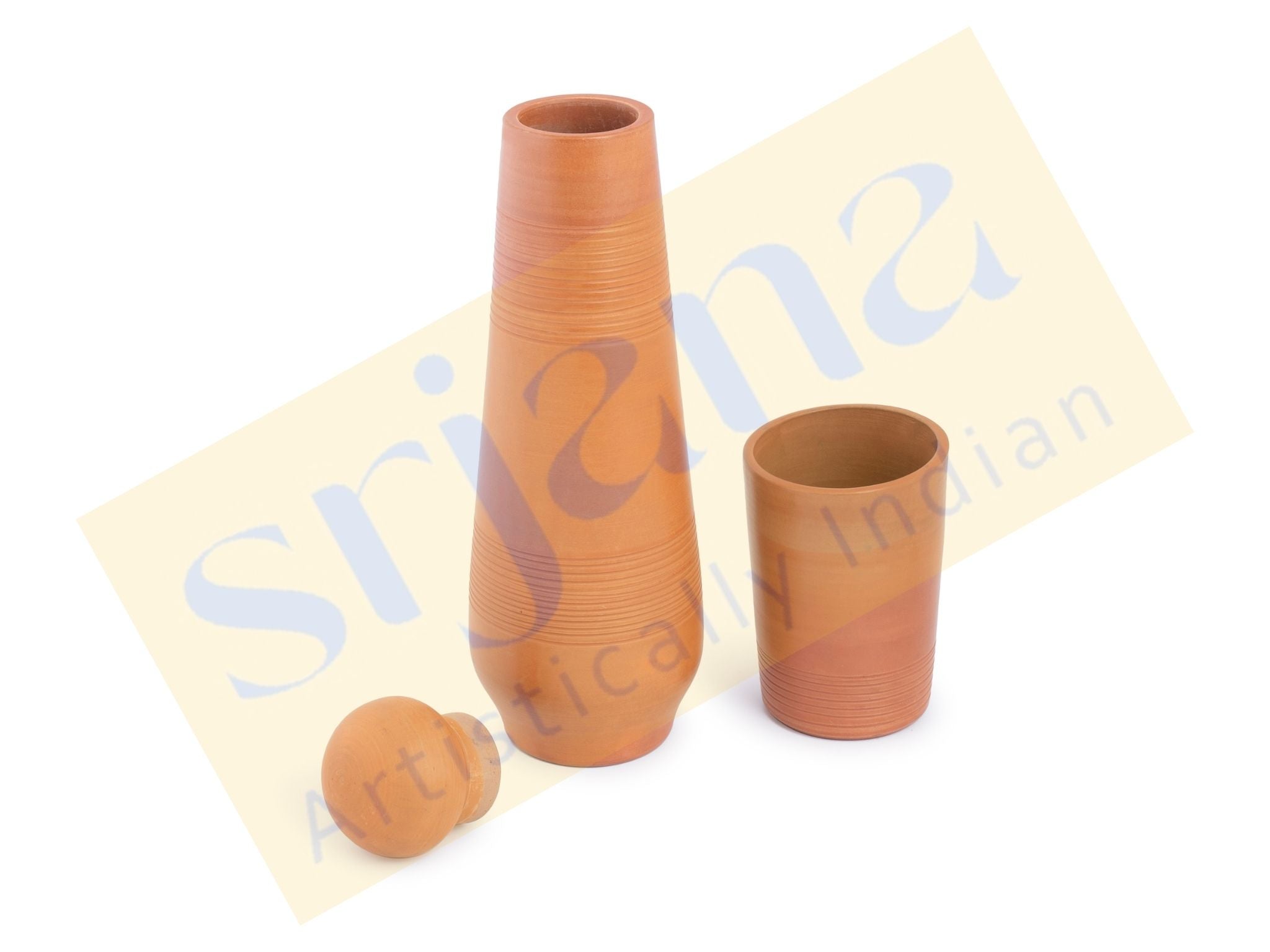 Terracotta Bottle with Lid & Tumbler