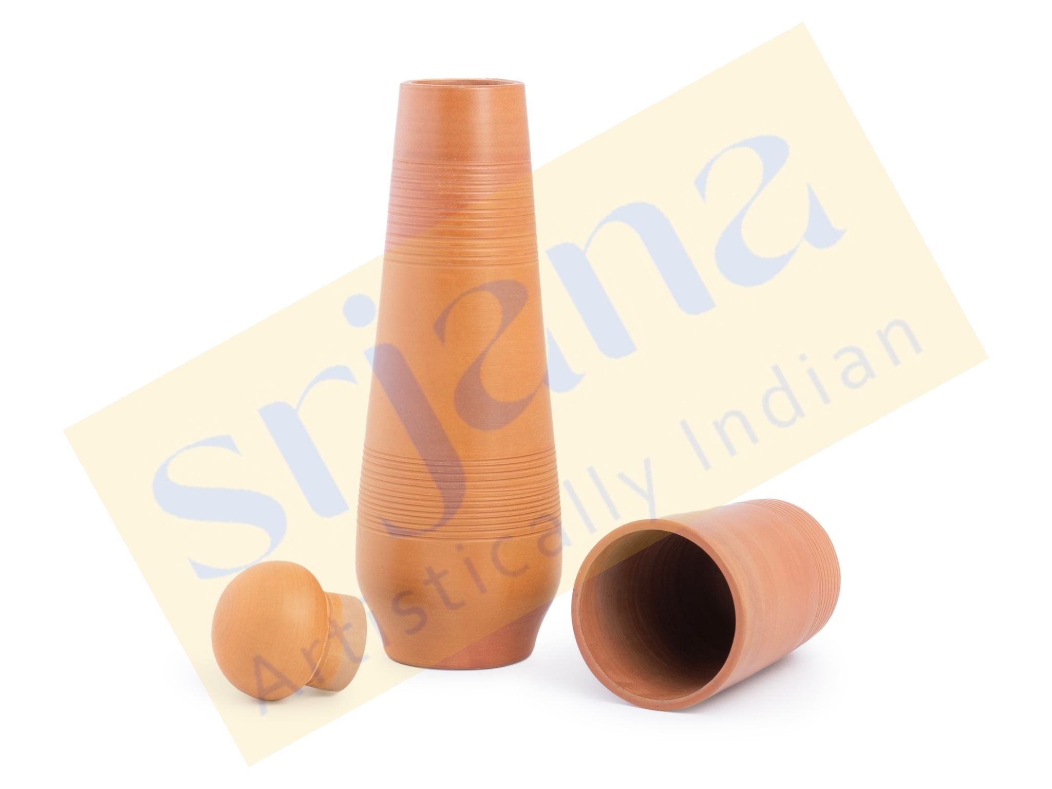 Terracotta Bottle with Lid & Tumbler