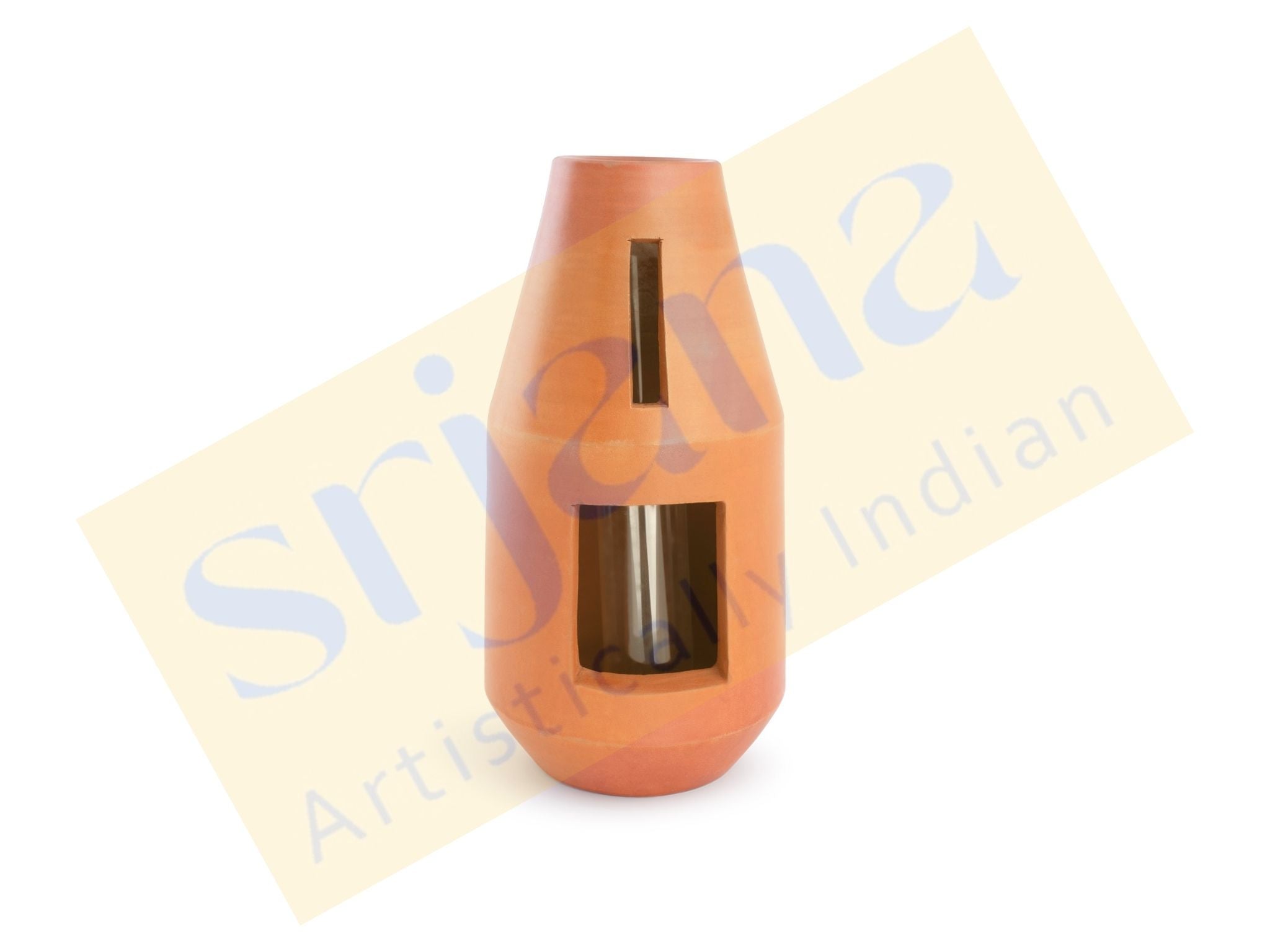 Terracotta Bottle-Shaped Indoor Planter with Glass Tube