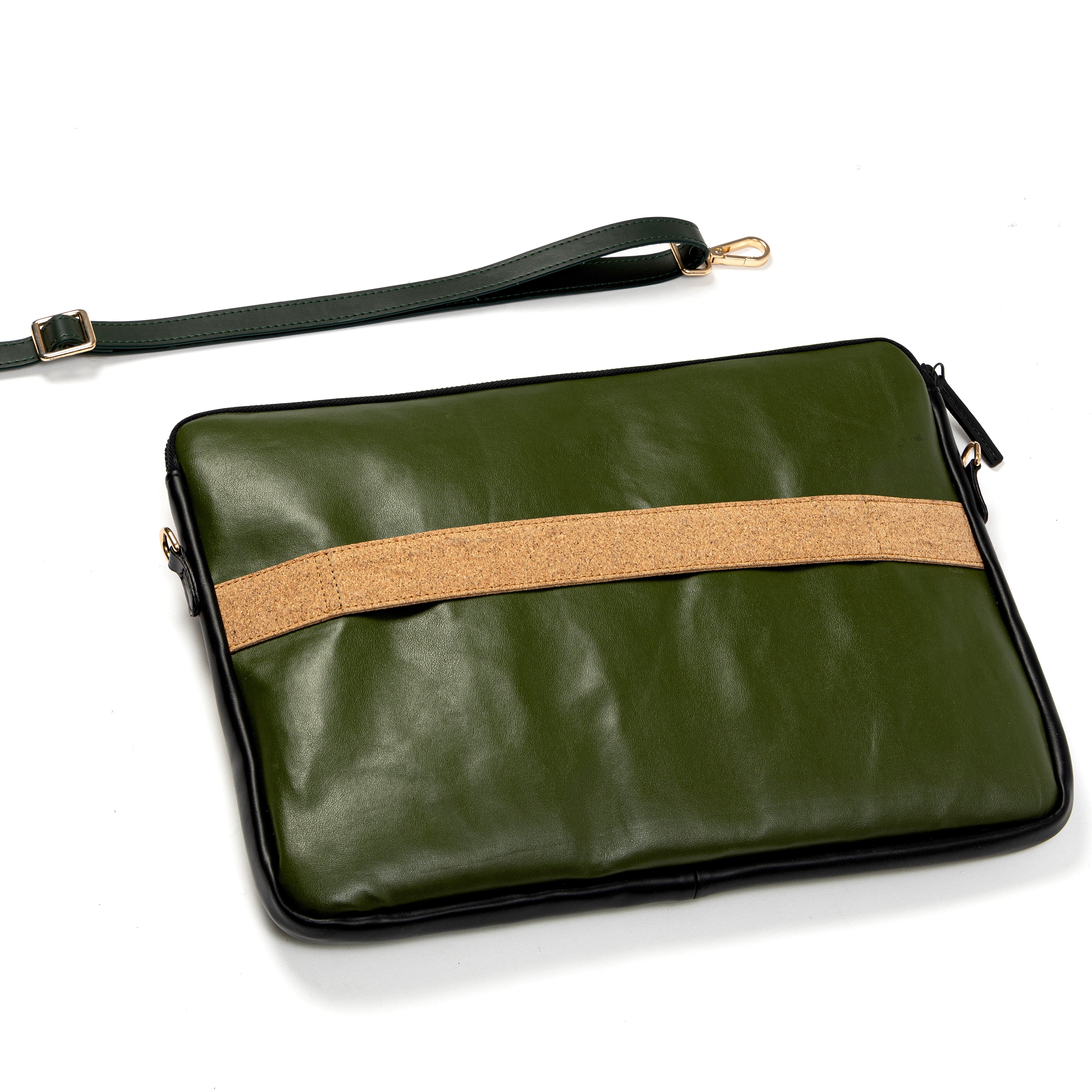 Acacia Vegan Leather Laptop Sleeve - Olive