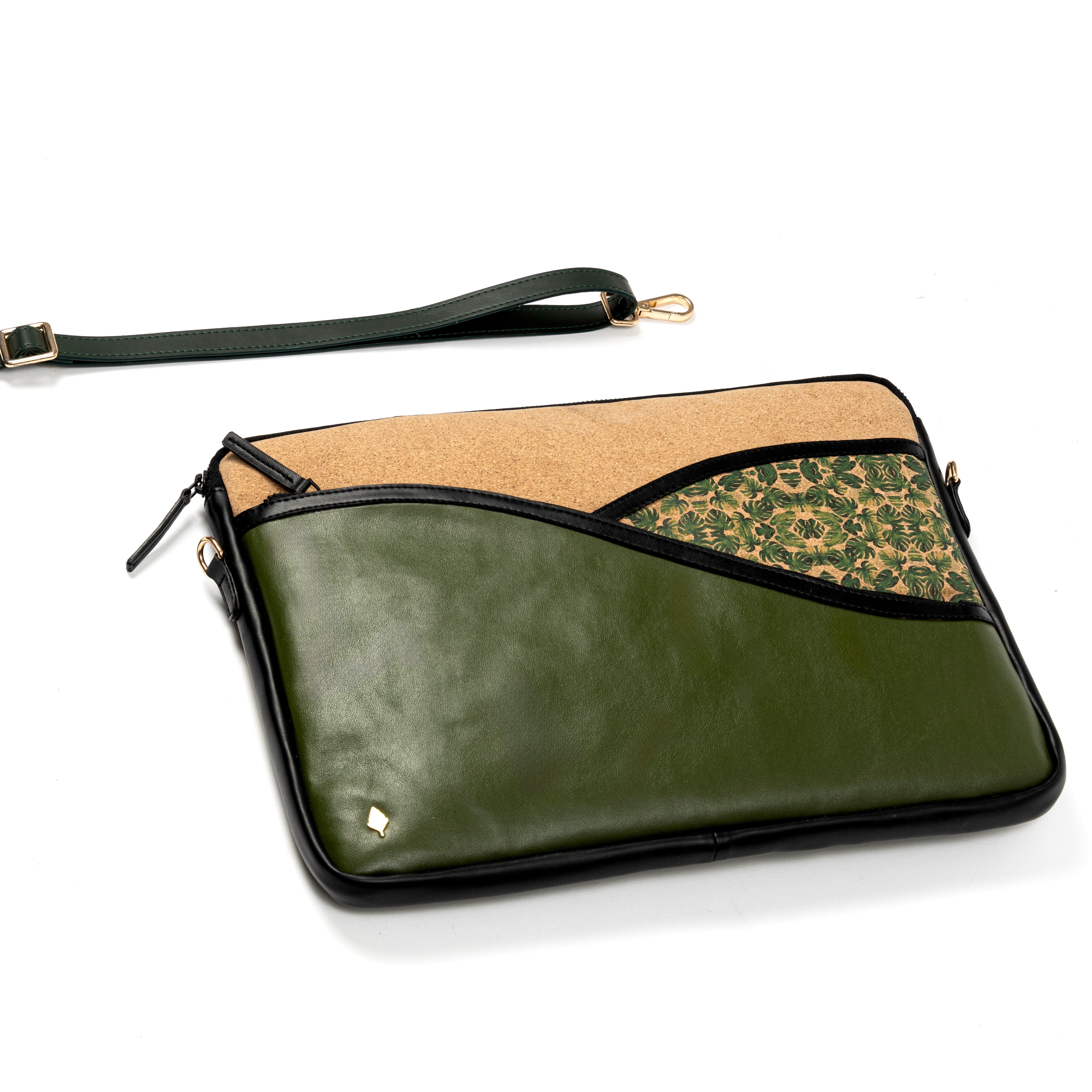 Acacia Vegan Leather Laptop Sleeve - Olive