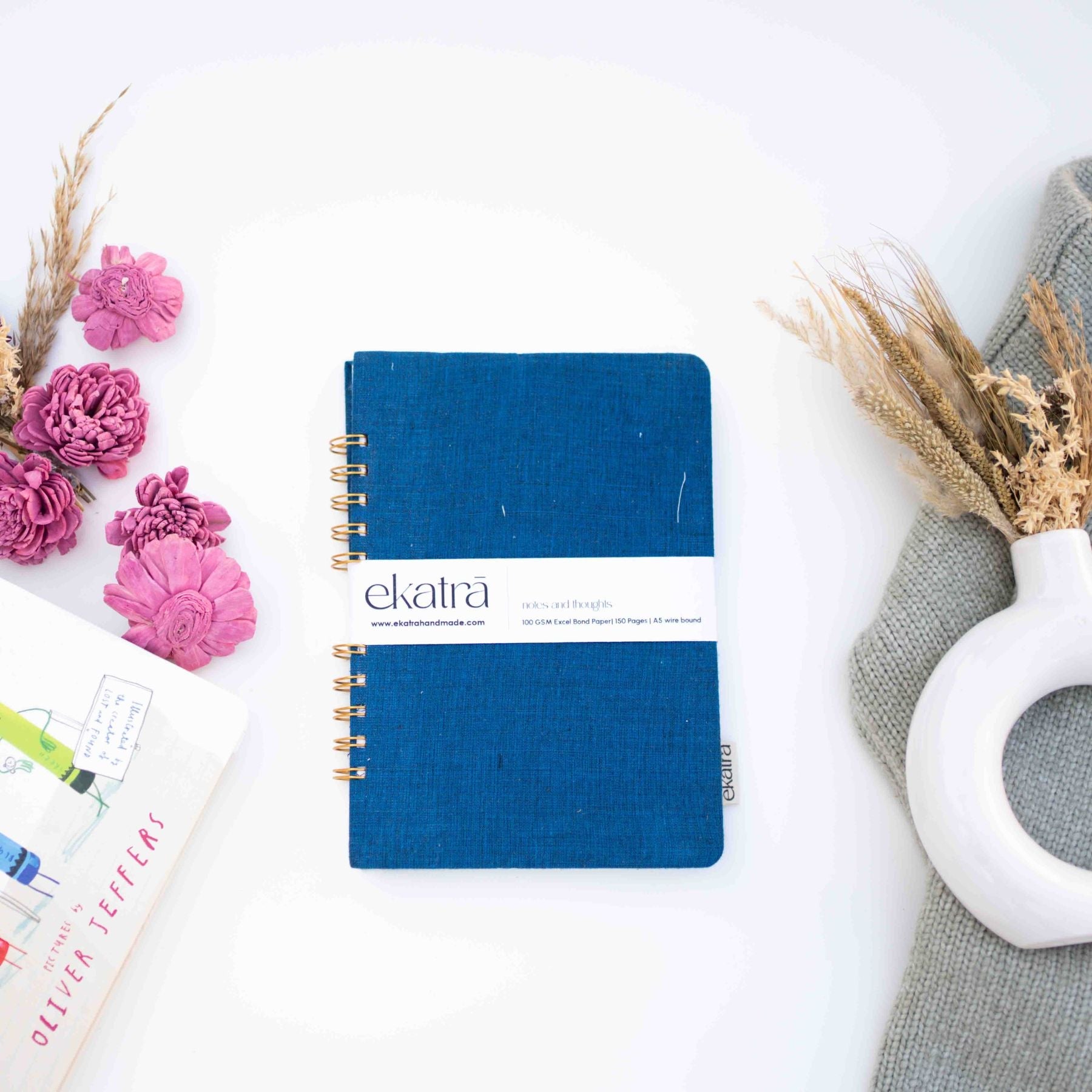 Handcrafted Sustainable A5 Wire Bound ruled 100 GSM paper Journal by Ekatra