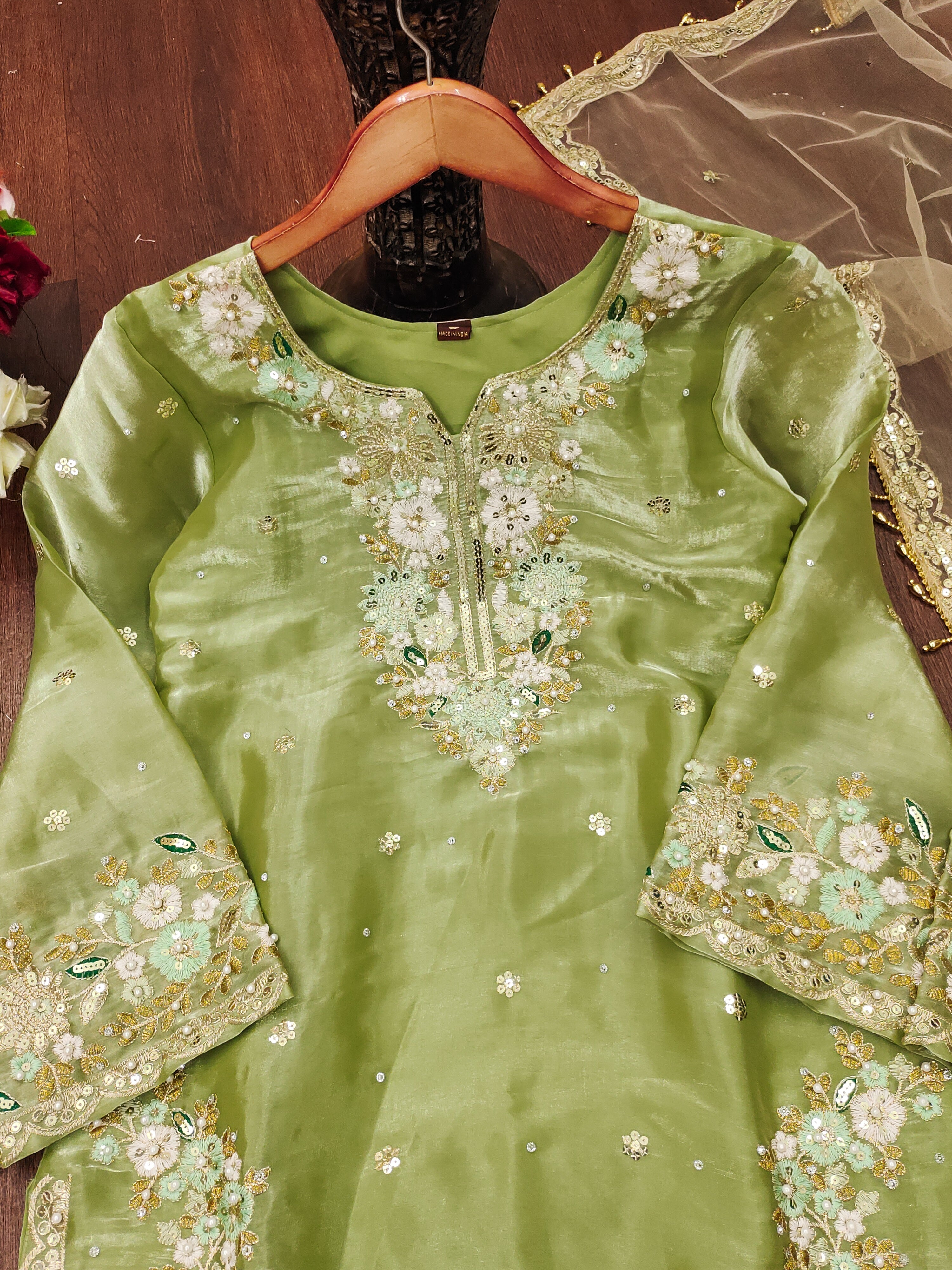 Designer Party Wear Suit Set With Sequence Embroidered Work