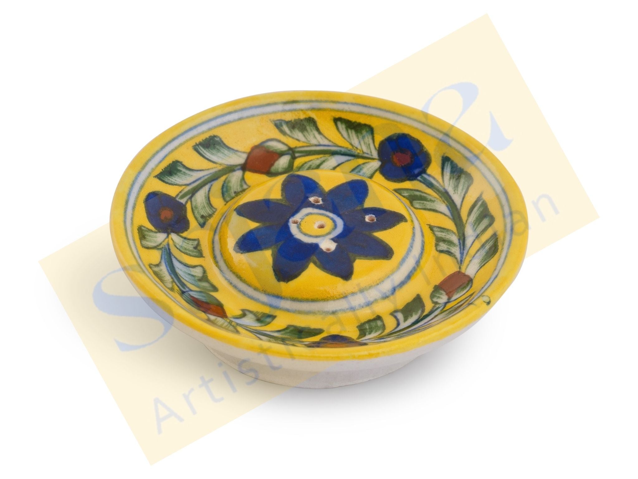 Blue Pottery Round Incense Stick Holder