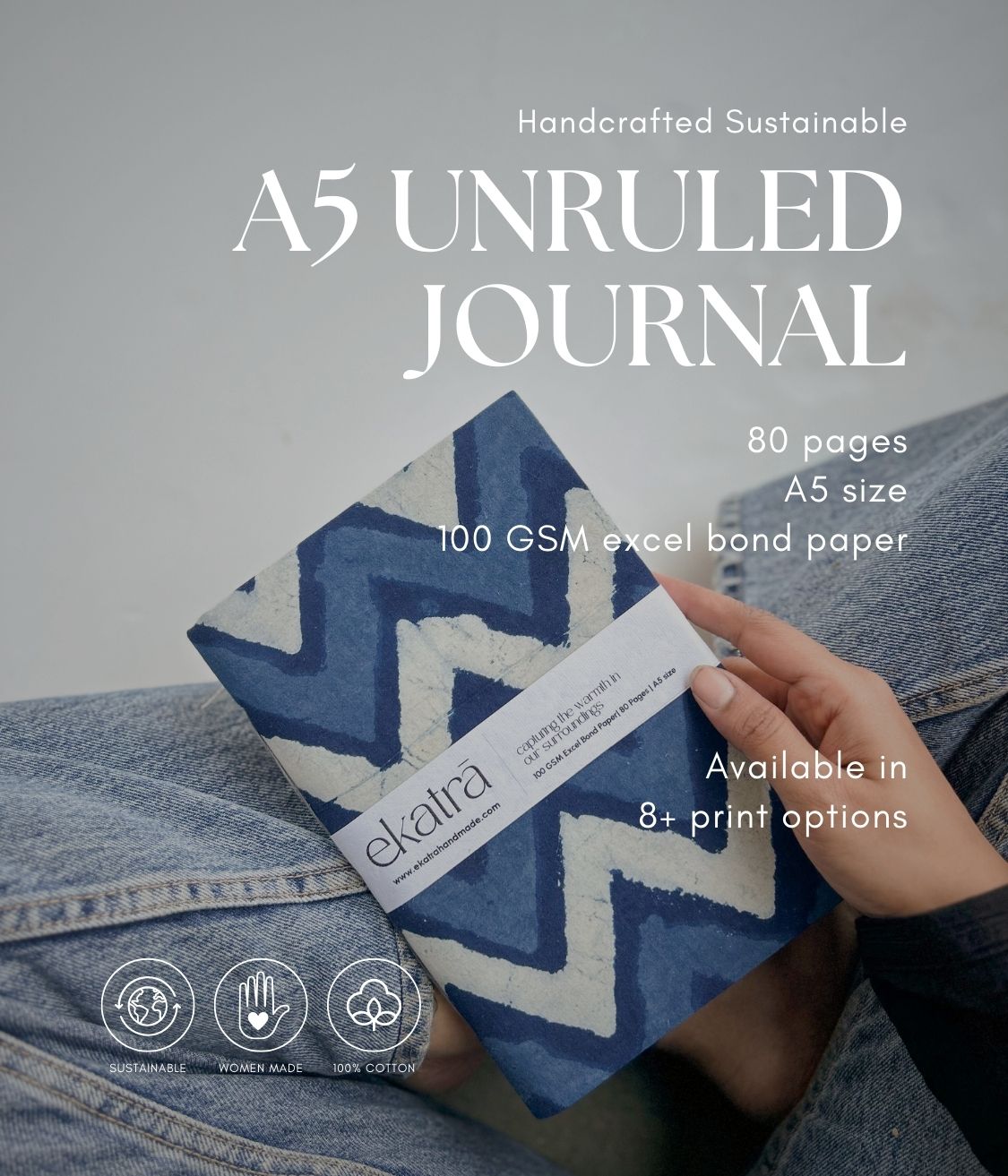 Handcrafted Sustainable A5 Unruled 100 GSM paper Journal by Ekatra