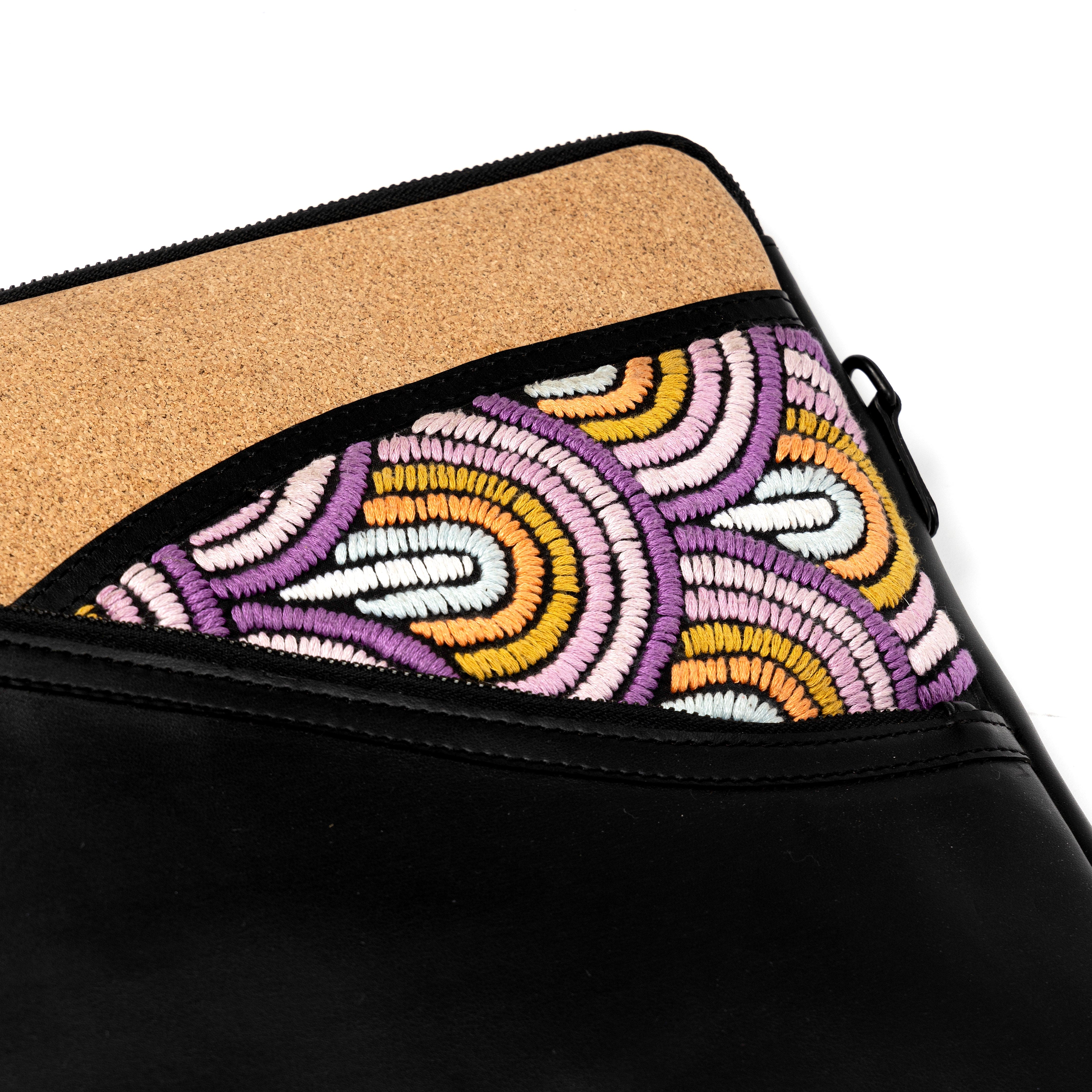 Acacia Vegan Leather Laptop Sleeve - Black