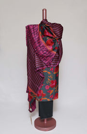 SLATE GREY MODAL SILK PRINTED UNSTITCHED SUIT SET