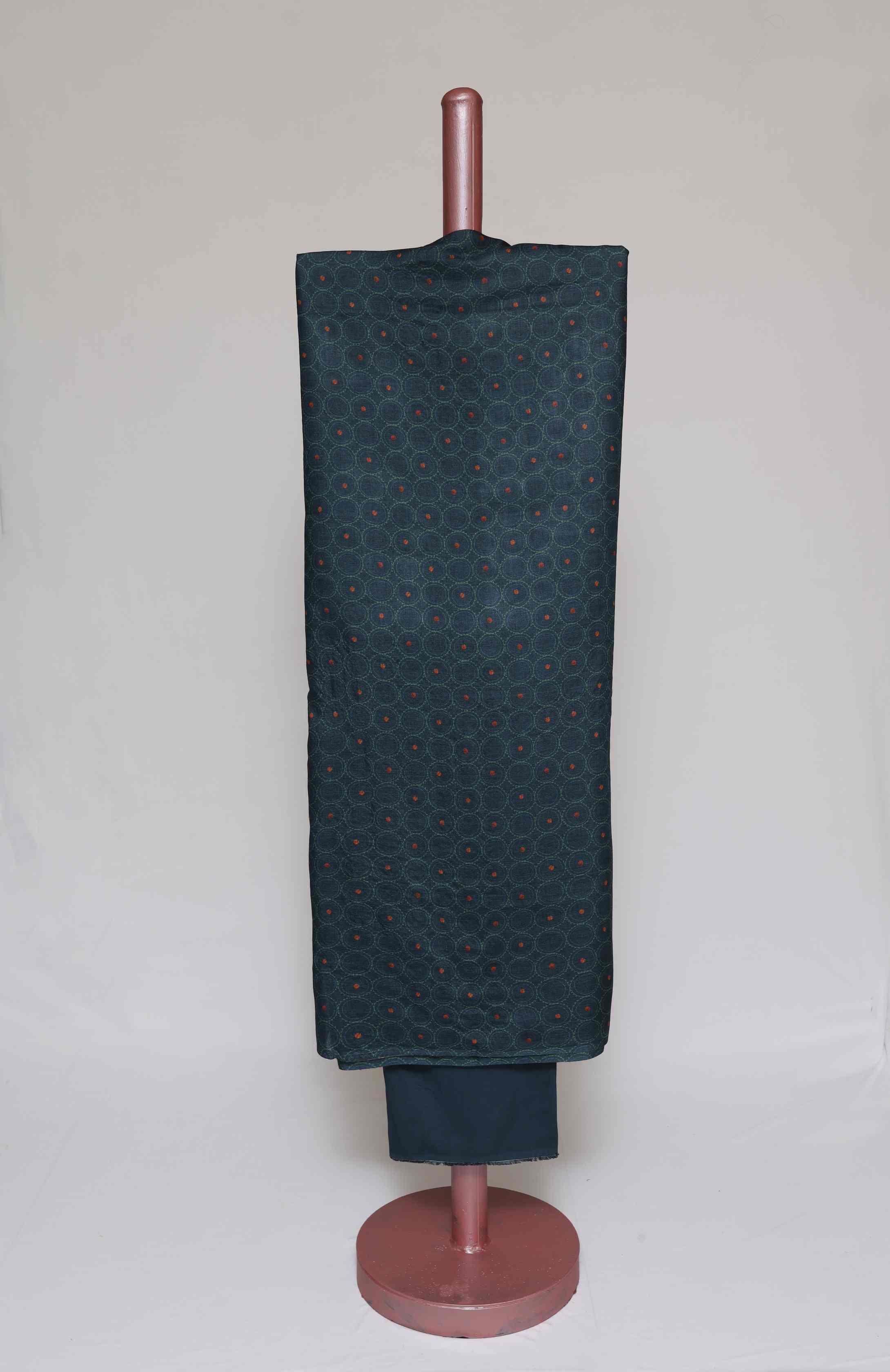 OCEAN BLUE TUSSAR SILK  PRINTED UNSTITCHED SUIT SET