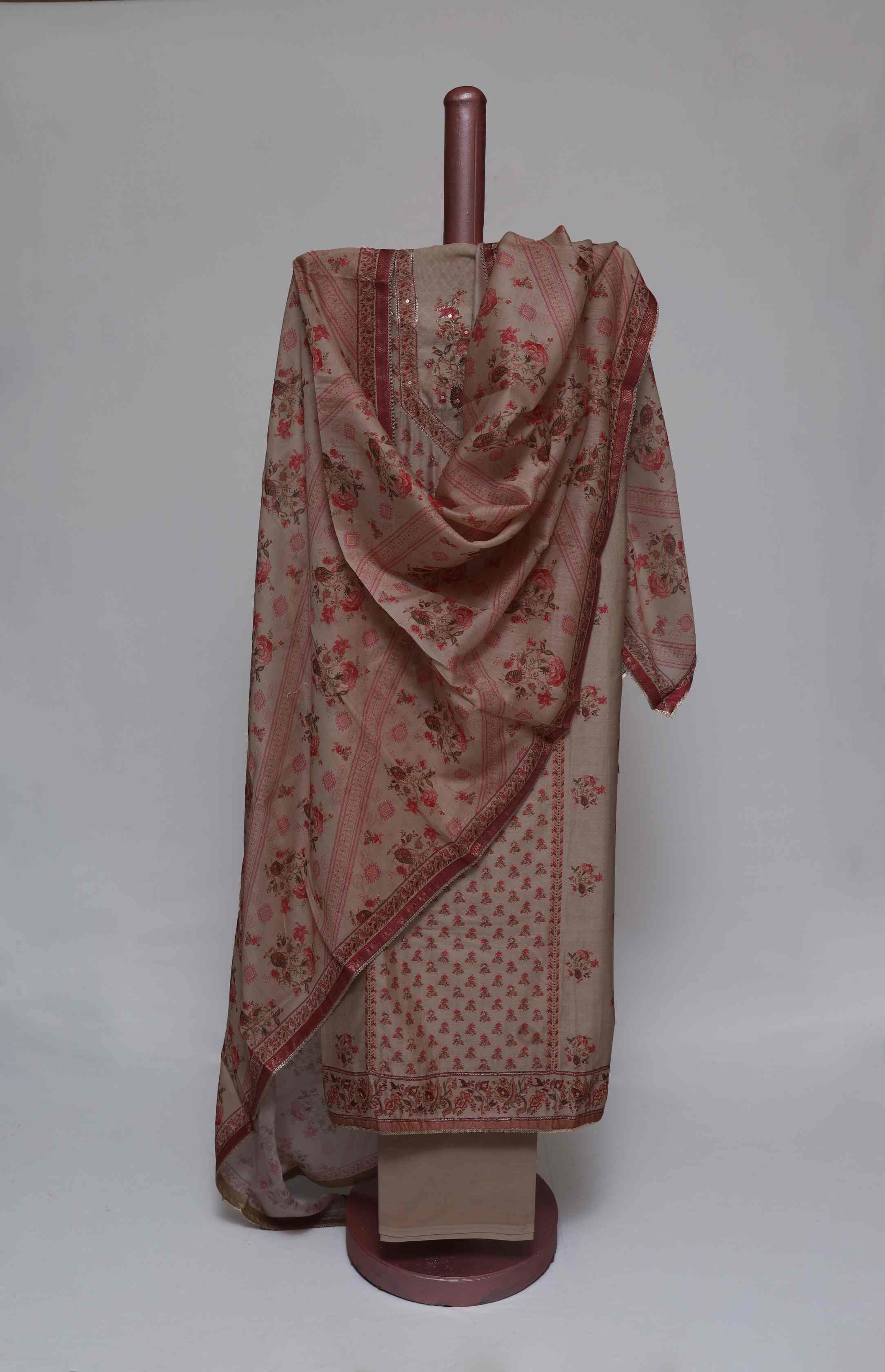 FAWN COTTON SILK  PRINTED UNSTITCHED SUIT SET