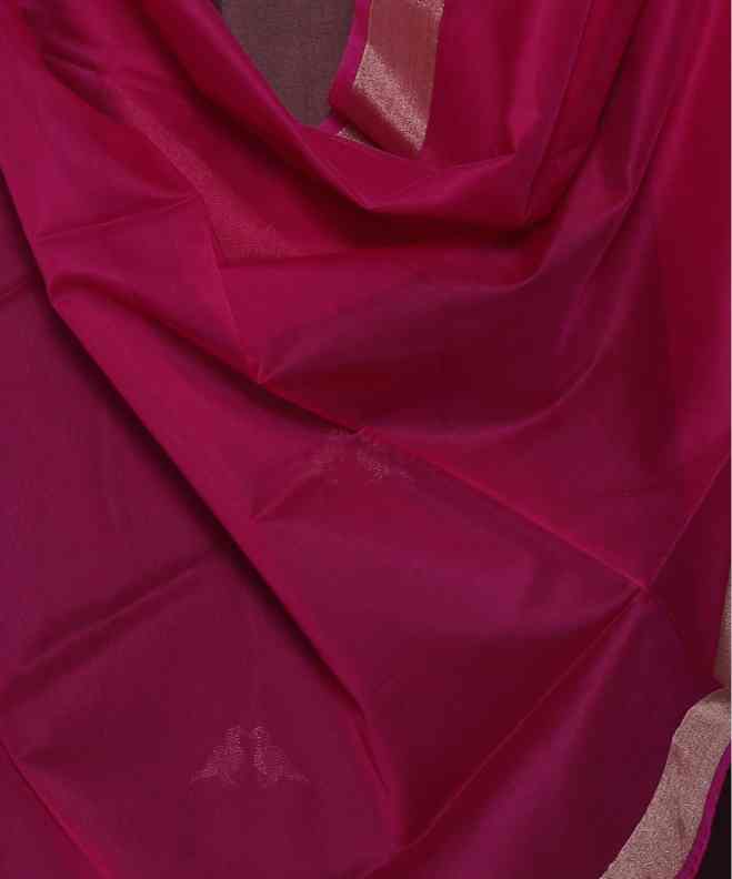 BROWN-PINK CHANDERI  ZARI UNSTITCHED SUIT SET