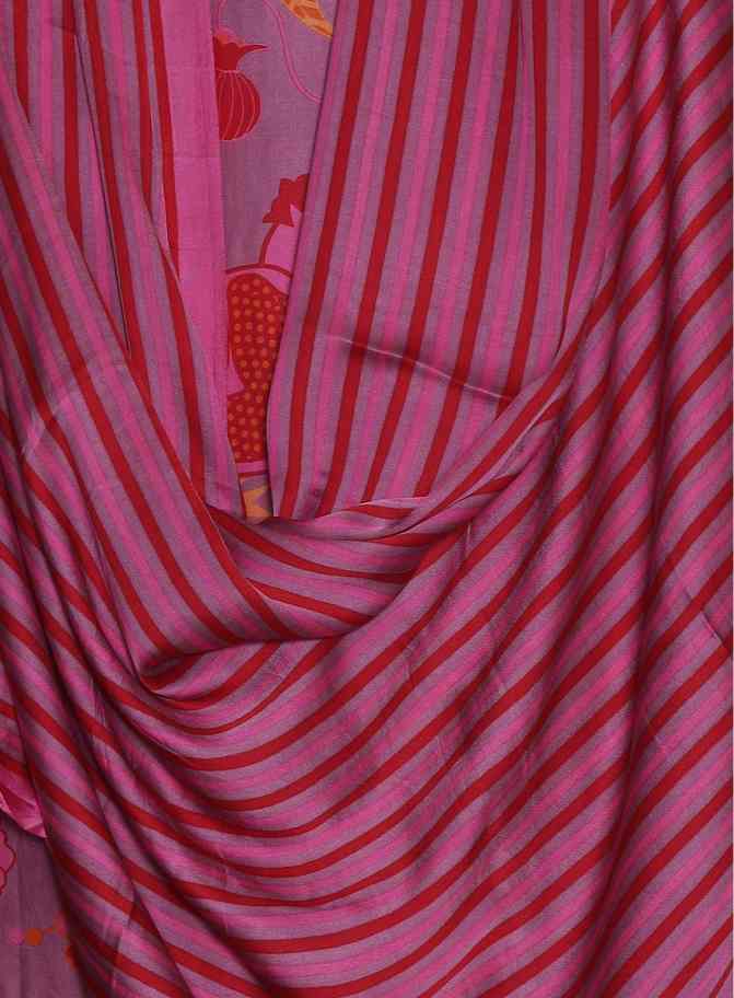 MAGENTA MODAL SILK PRINTED UNSTITCHED SUIT SET