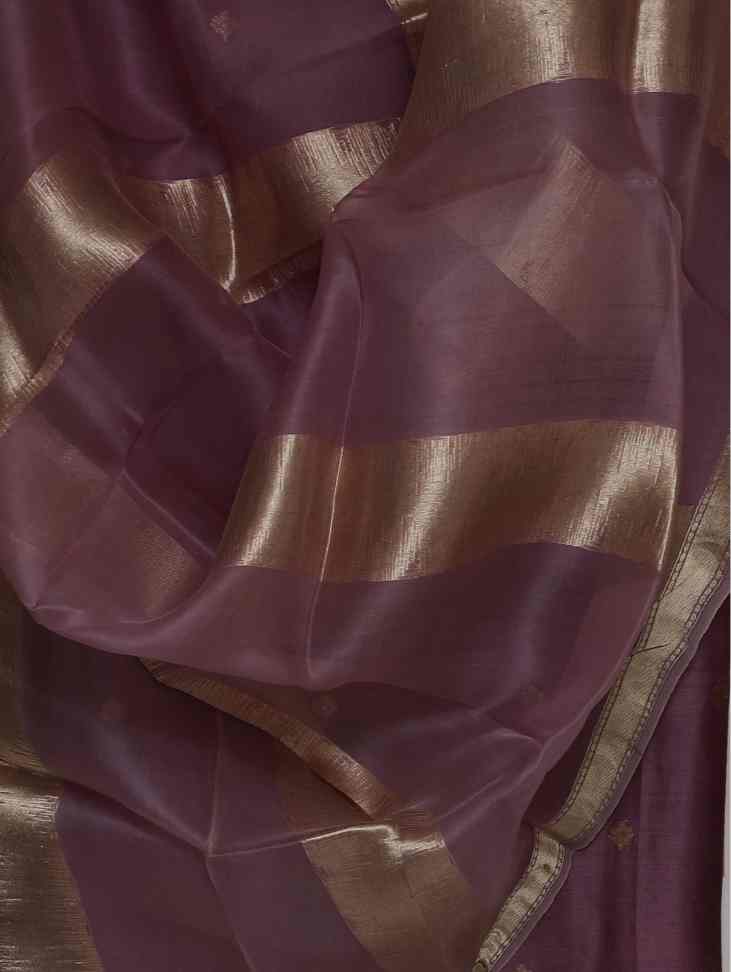 MAGENTA SILK  ZARI UNSTITCHED SUIT SET