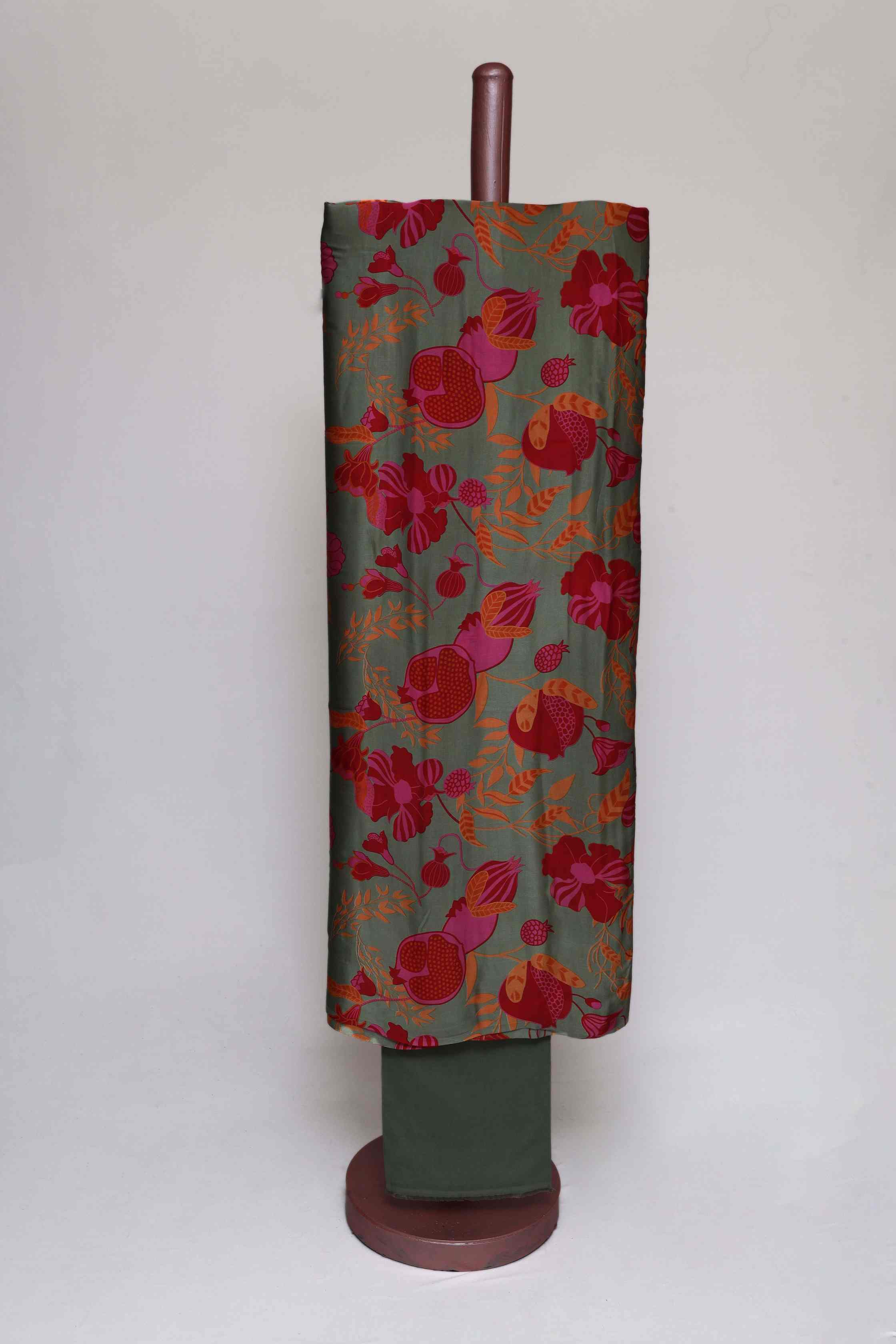 SAGE GREEN MODAL SILK PRINTED UNSTITCHED SUIT SET