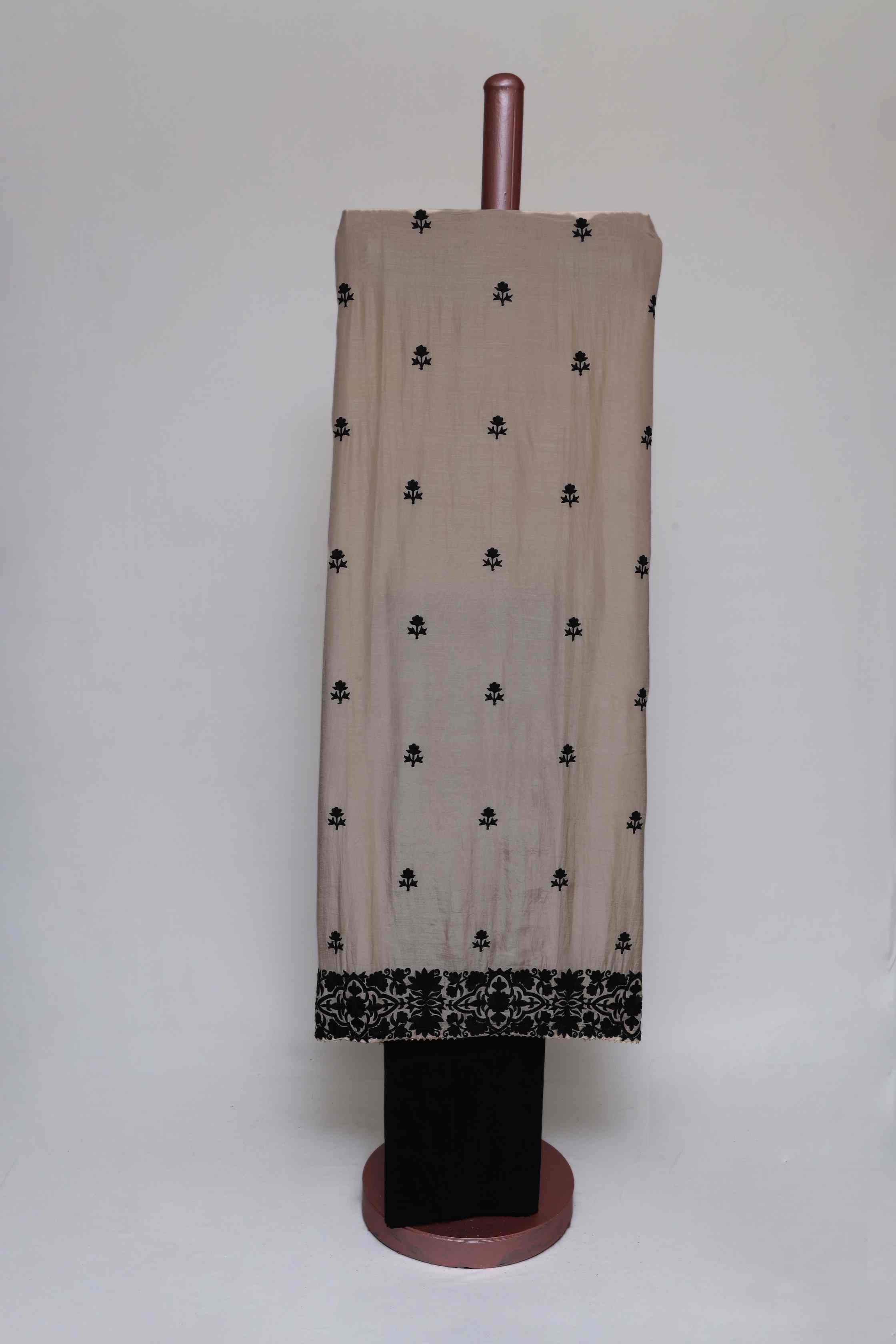 SAND EMBROIDERED COTTON SILK  UNSTITCHED SUIT SET