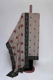 SAND EMBROIDERED COTTON SILK  UNSTITCHED SUIT SET
