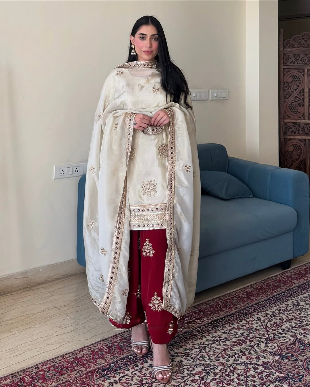 Beautiful Suit Plazzo And Dupatta With Sequence Embroidered Work