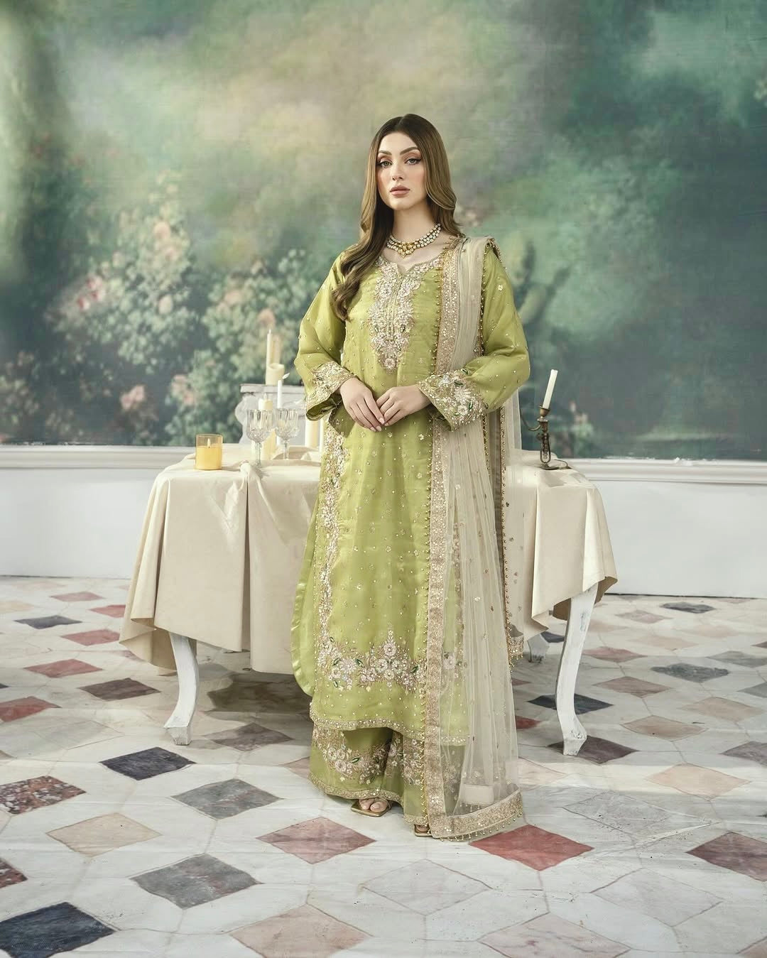 Designer Party Wear Suit Set With Sequence Embroidered Work