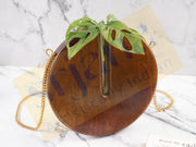 Elegant Wooden Round Hanging Planter with Glass Tube & Sling Chain