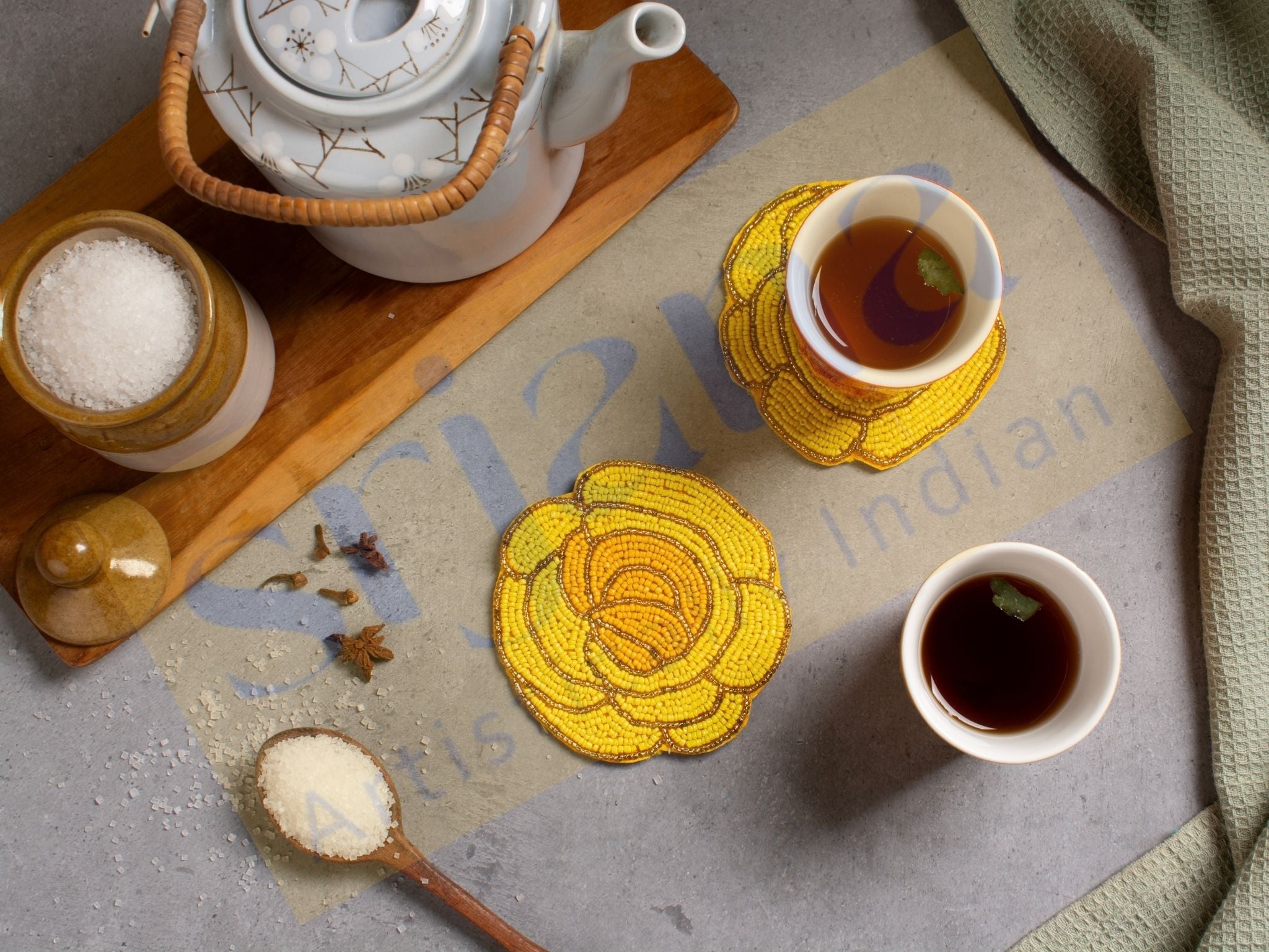 Beaded Rose Shaped Coasters