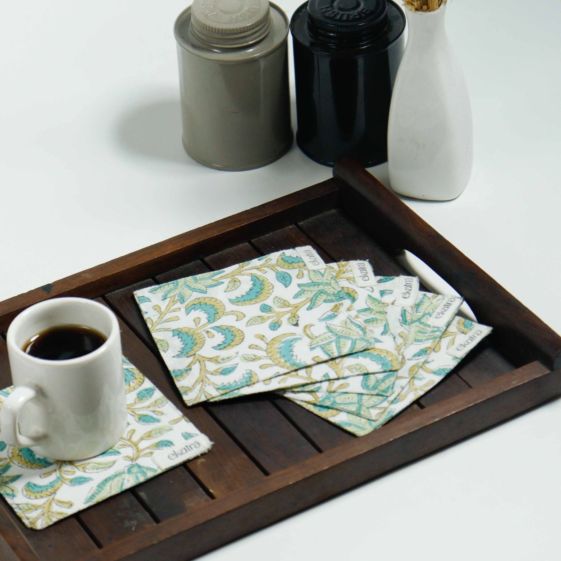 100% Cotton Sustainable cloth Coasters by Ekatra - Set of 6
