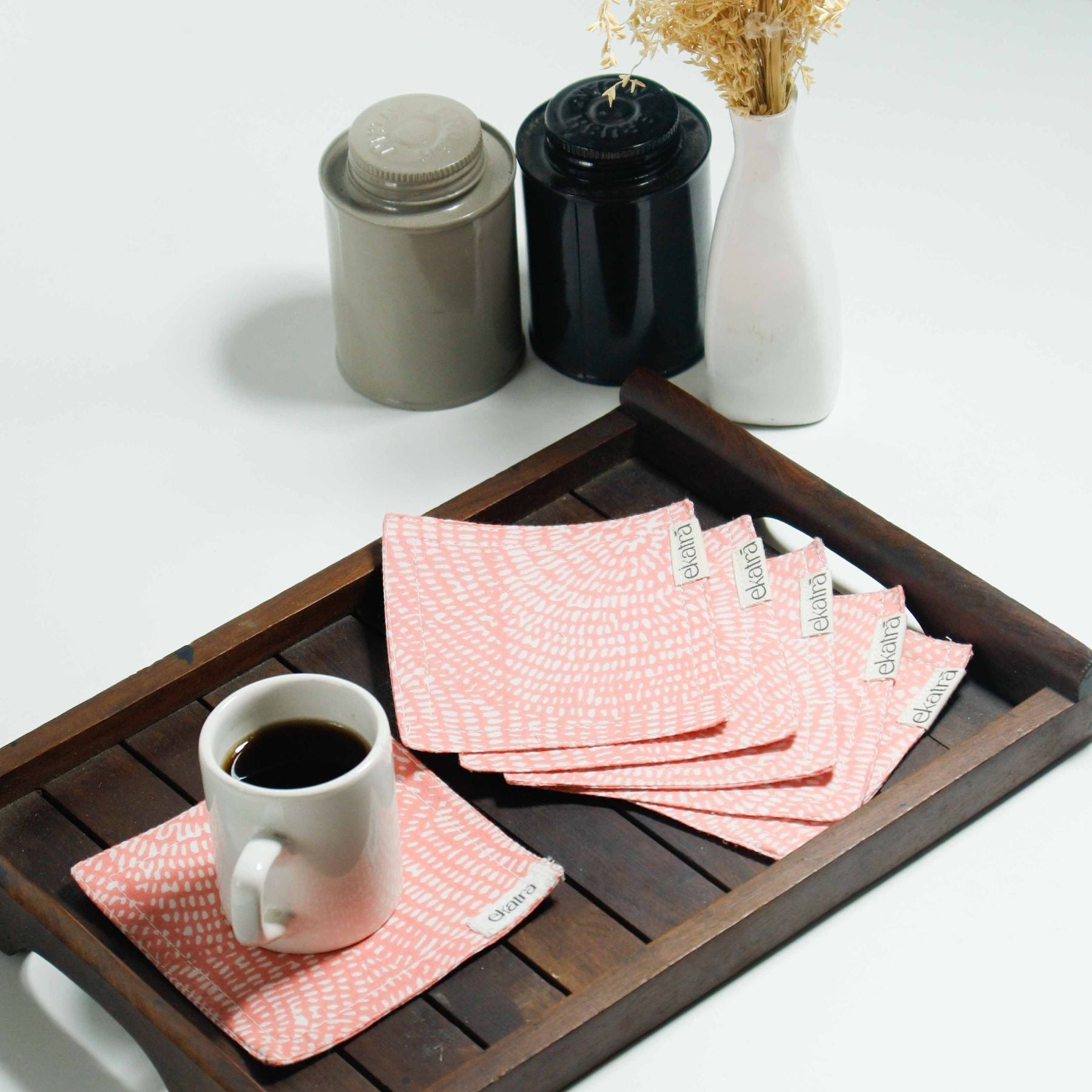 Cotton Sustainable cloth Coasters by Ekatra - Set of 6