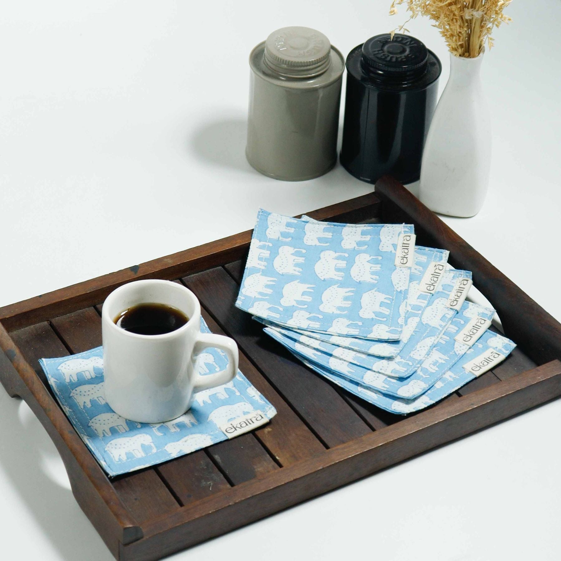 100% Cotton Sustainable cloth Coasters by Ekatra - Set of 6
