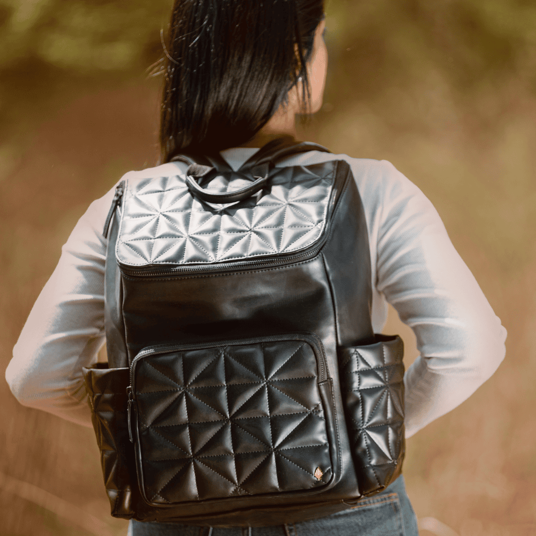 Elm Black Vegan Leather Backpack