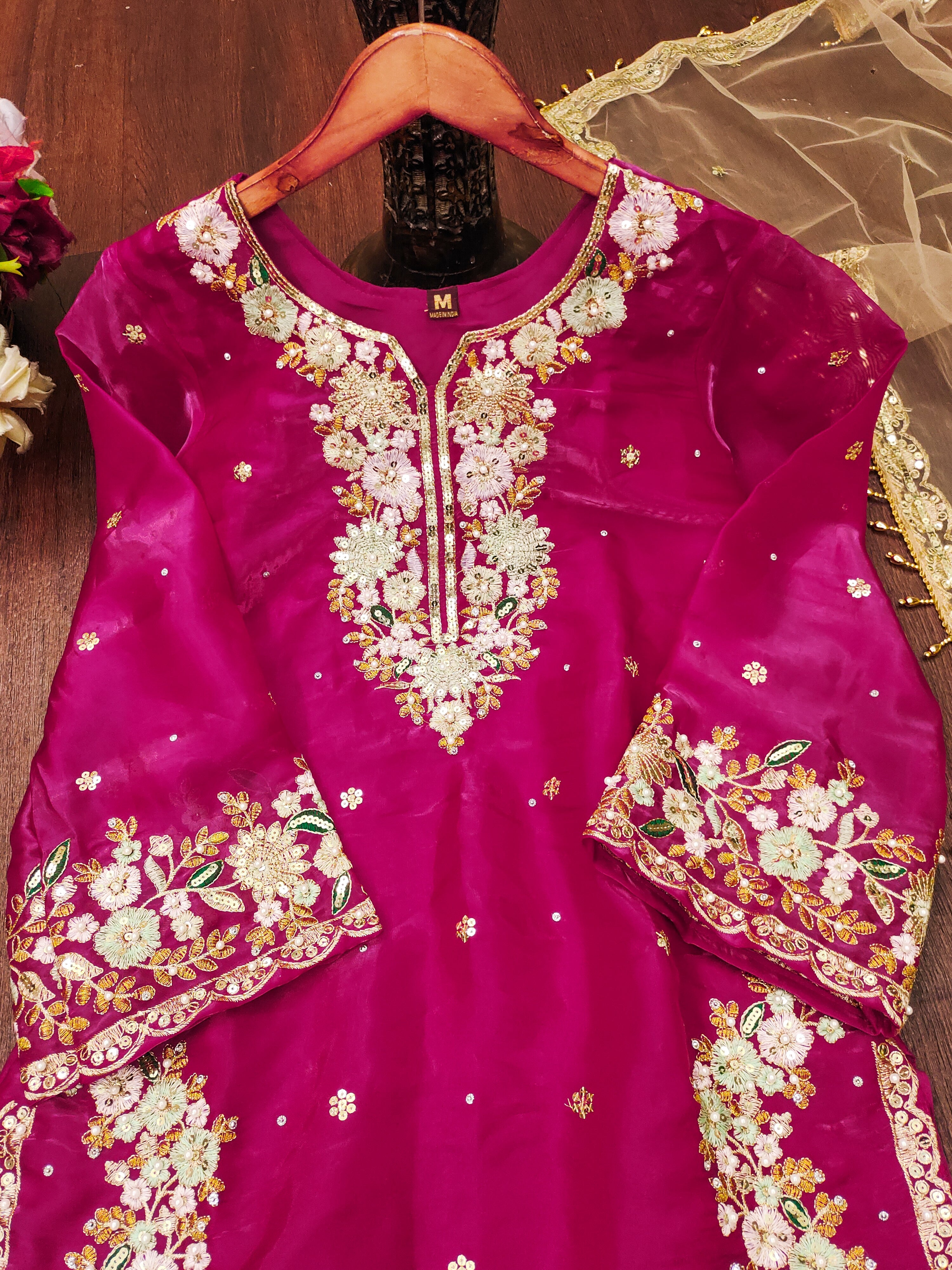 Designer Party Wear Suit Set With Sequence Embroidered Work