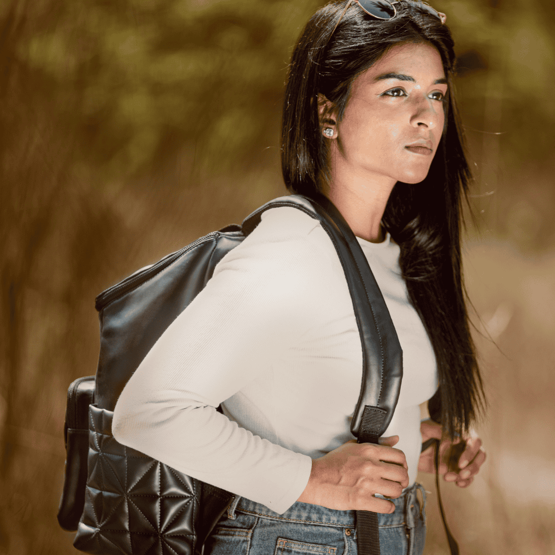 Elm Black Vegan Leather Backpack