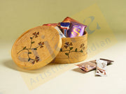 Hand Painted Bamboo Round Box