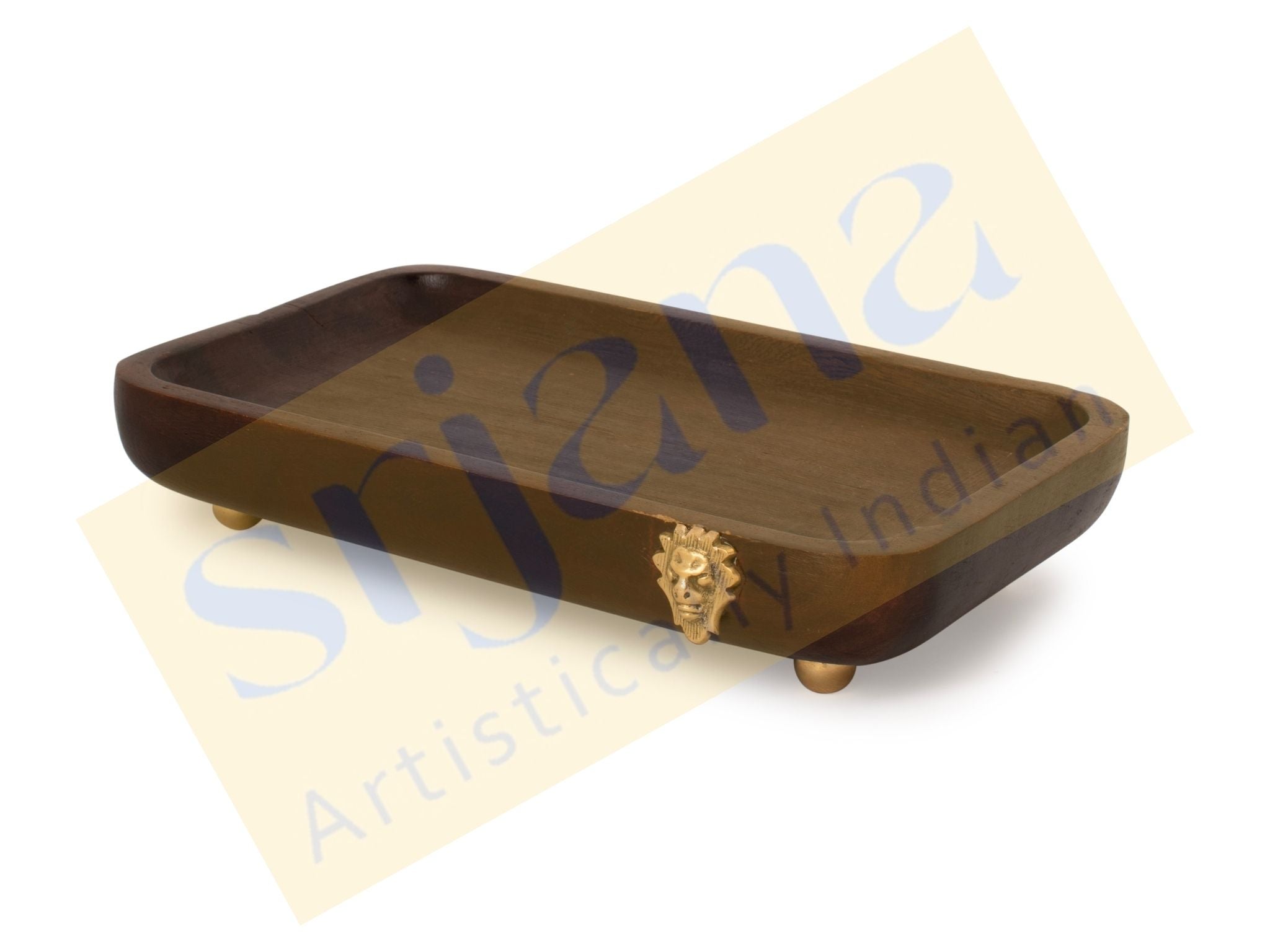 Wooden Snack Tray With Metal Stand